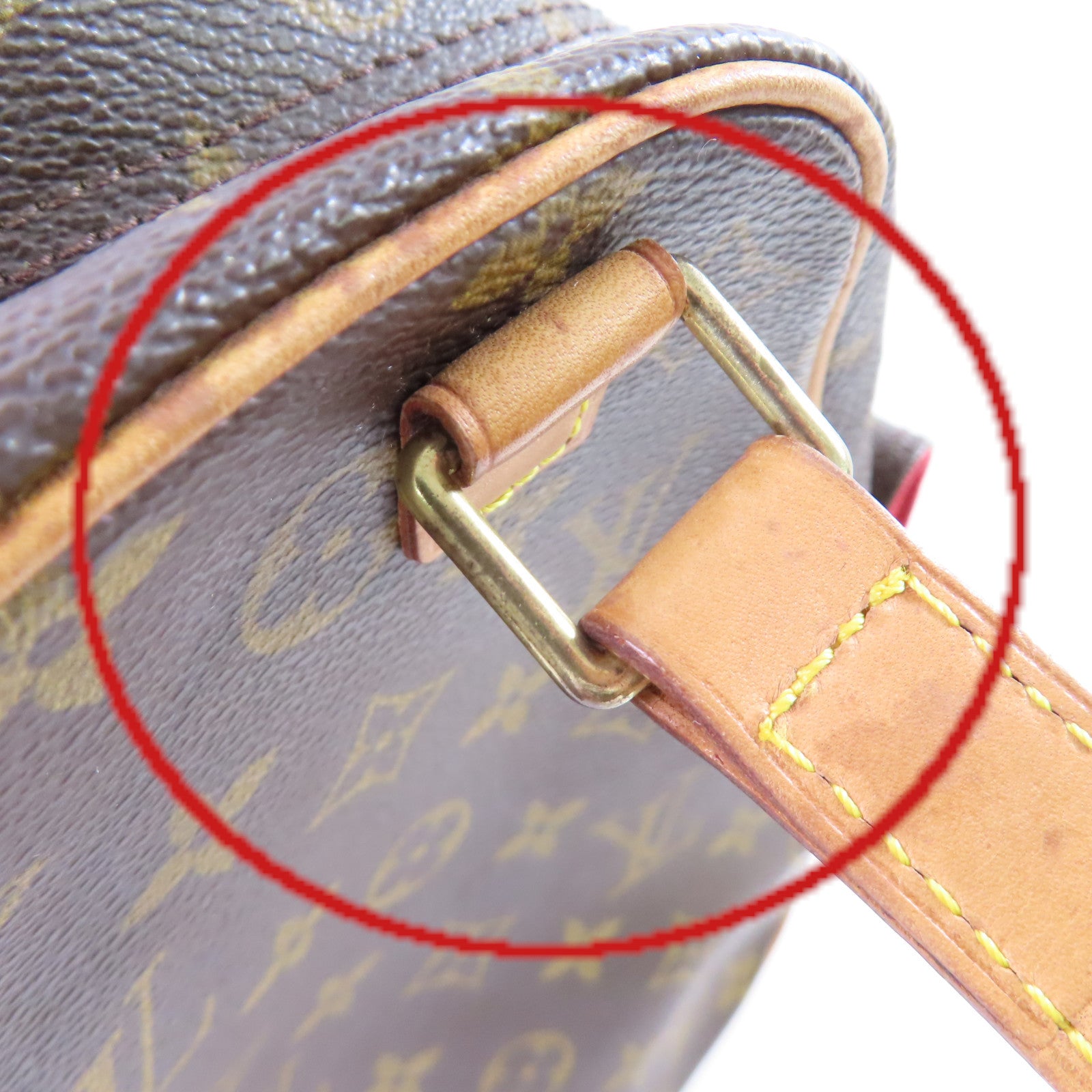 LOUIS VUITTON Monogram Excentri-cite Hand Bag金扣手挽袋啡色/紅色