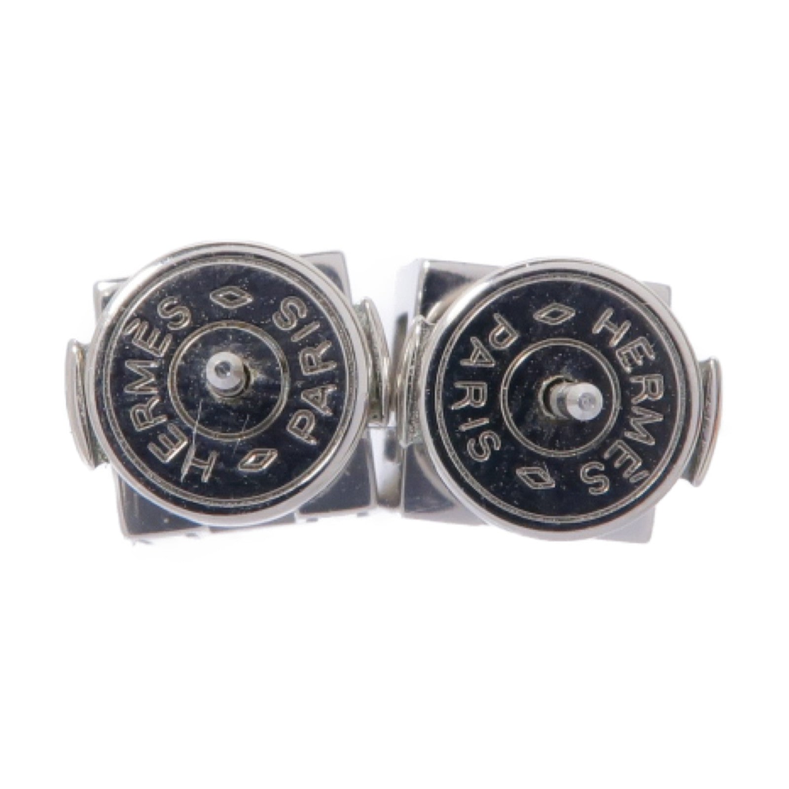 HERMES 金屬Cage d'H Earrings耳環黑色/銀色