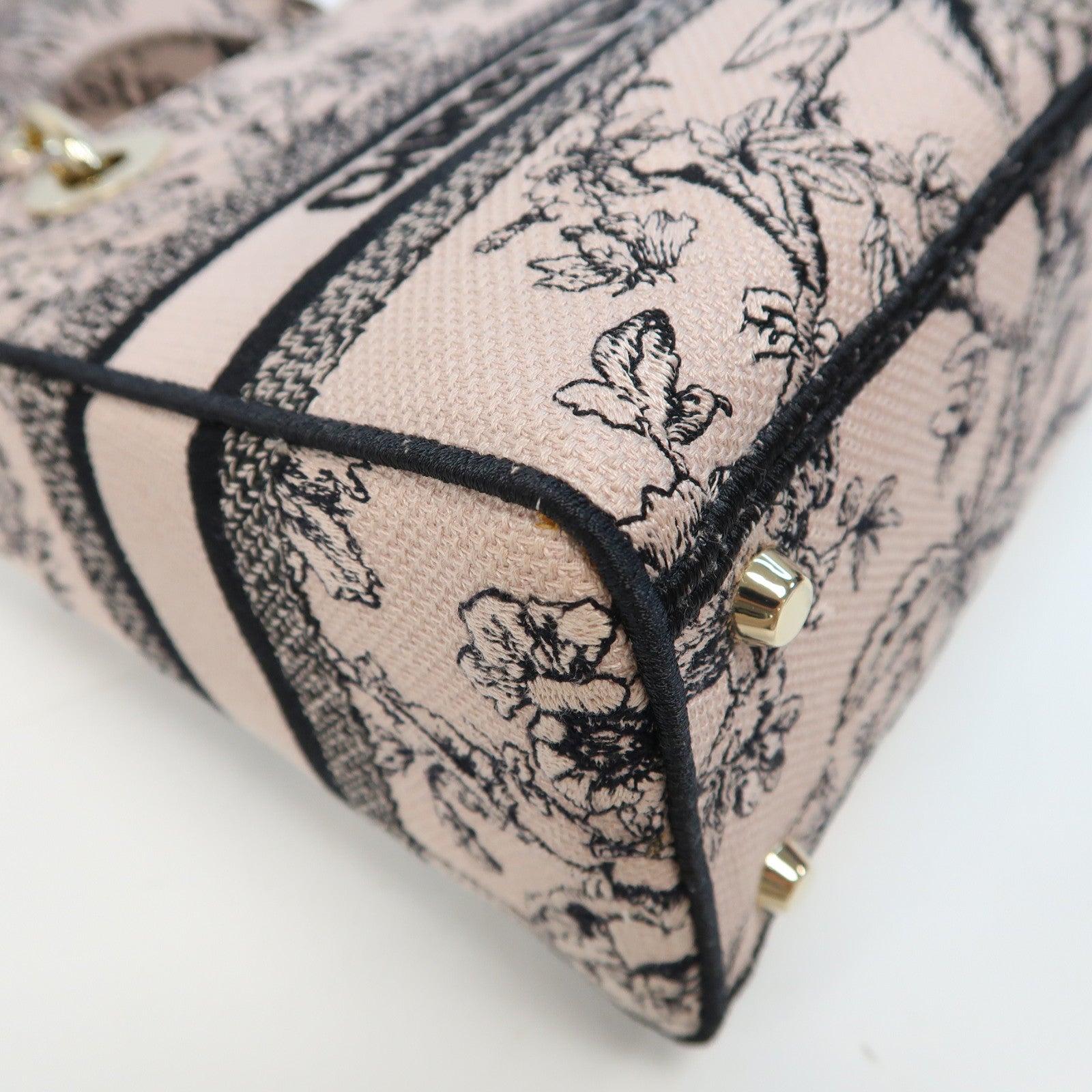 Dior 尼龍Lady Dior Handbag金扣手挽肩背兩用袋粉紅色