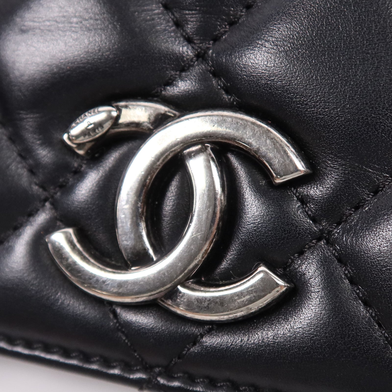 CHANEL 羊皮皮革Shoulder Bag銀扣鏈帶肩背袋