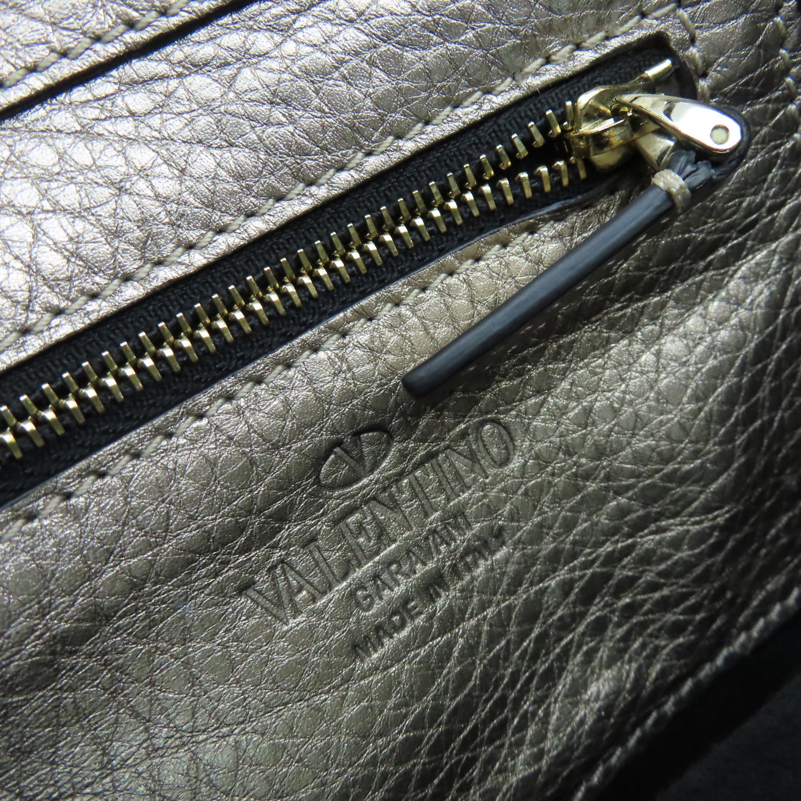 Valentino 【激減優惠】牛皮皮革Rockstud 2Way Shoulder Bag金扣手挽肩背兩用袋香檳金色