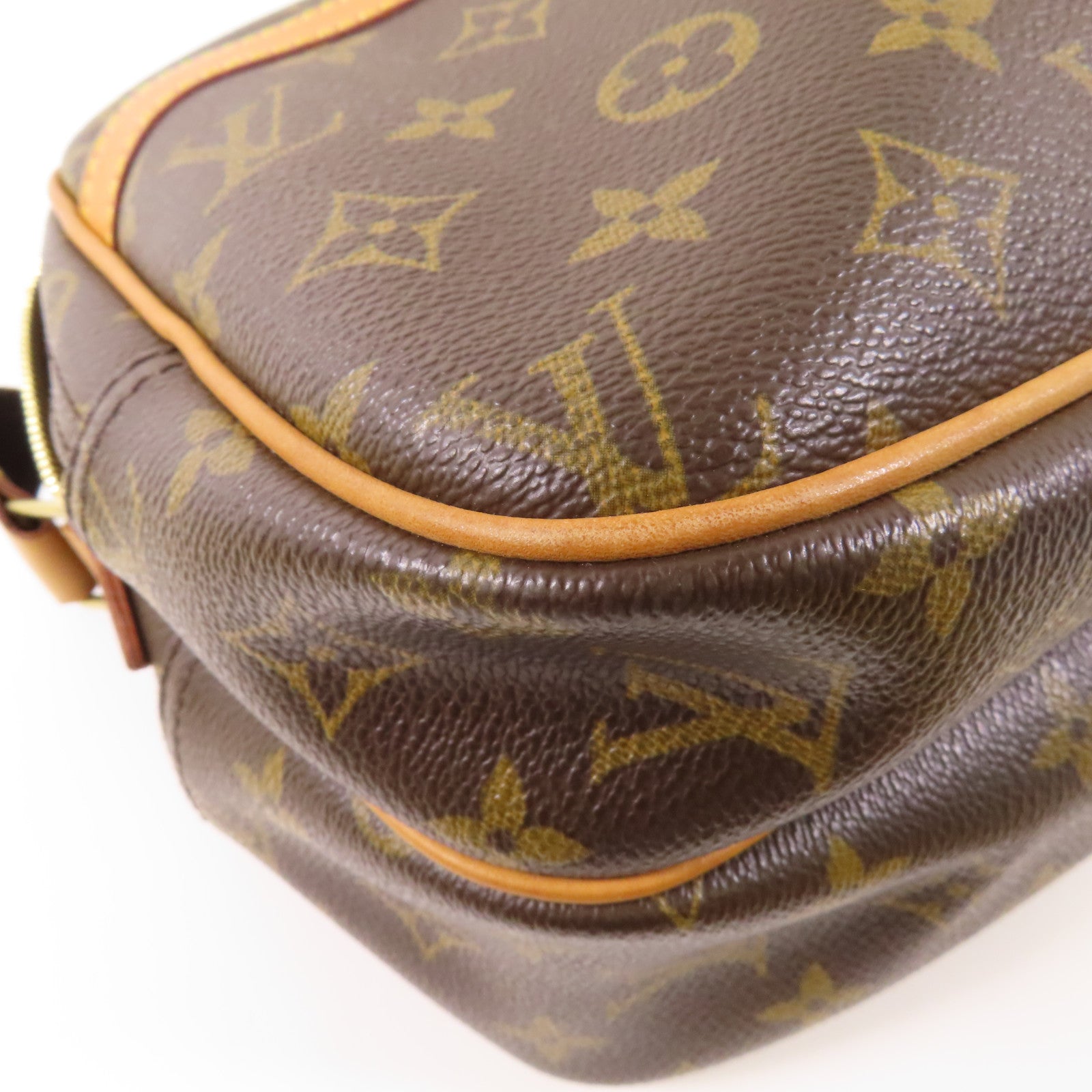 LOUIS VUITTON Monogram Reporter PM金扣肩背袋棕色
