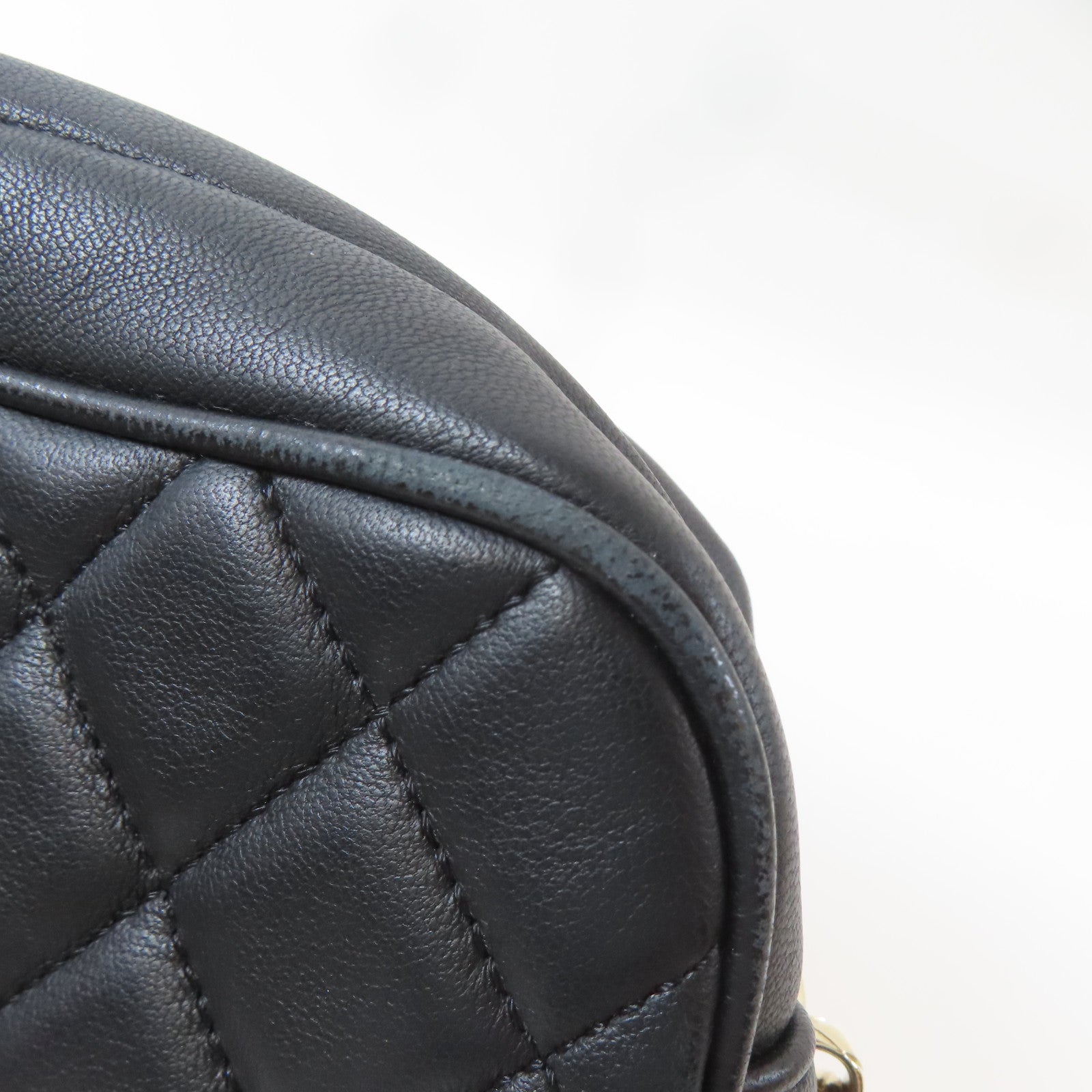 CHANEL 菱格羊皮皮革Chain Shoulder Bag金扣鏈帶肩背袋黑色