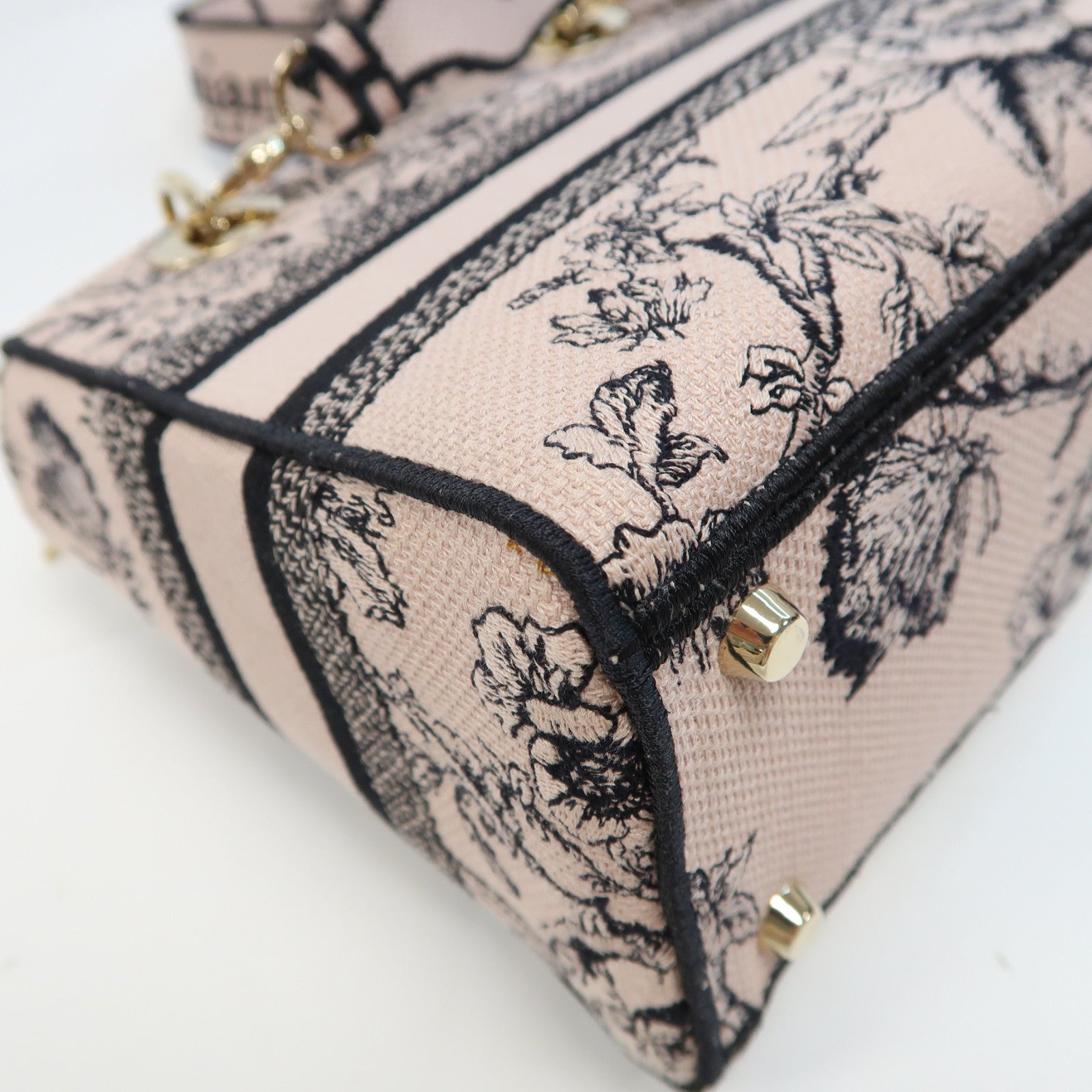 Dior 尼龍Lady Dior Handbag金扣手挽肩背兩用袋粉紅色