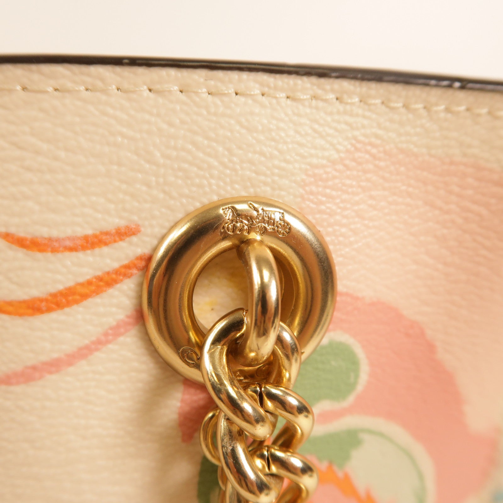 COACH 塗層帆布Cammie Chain Tote金扣肩背袋