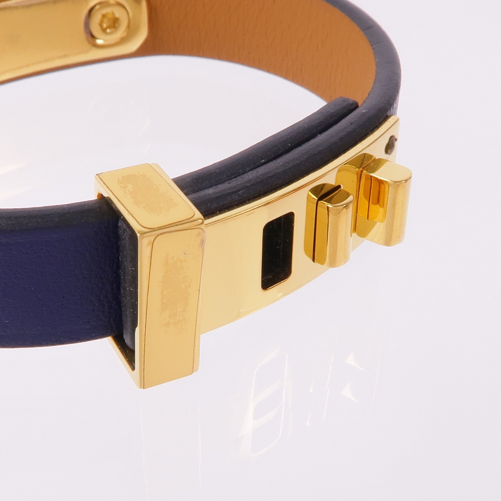 HERMES Swift皮革As De Coeur金扣手帶Bleu Saphir