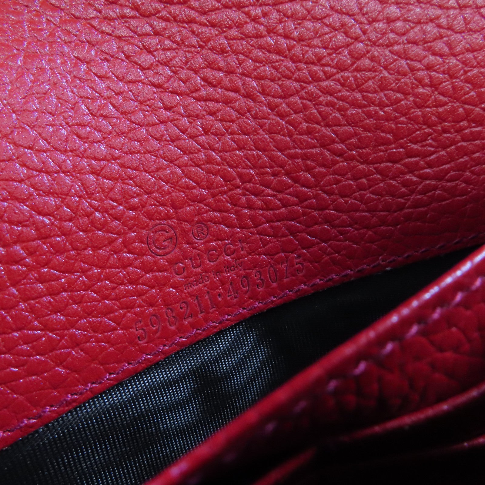 GUCCI 牛皮皮革Soho Chain Wallet金扣鏈帶肩背袋紅色