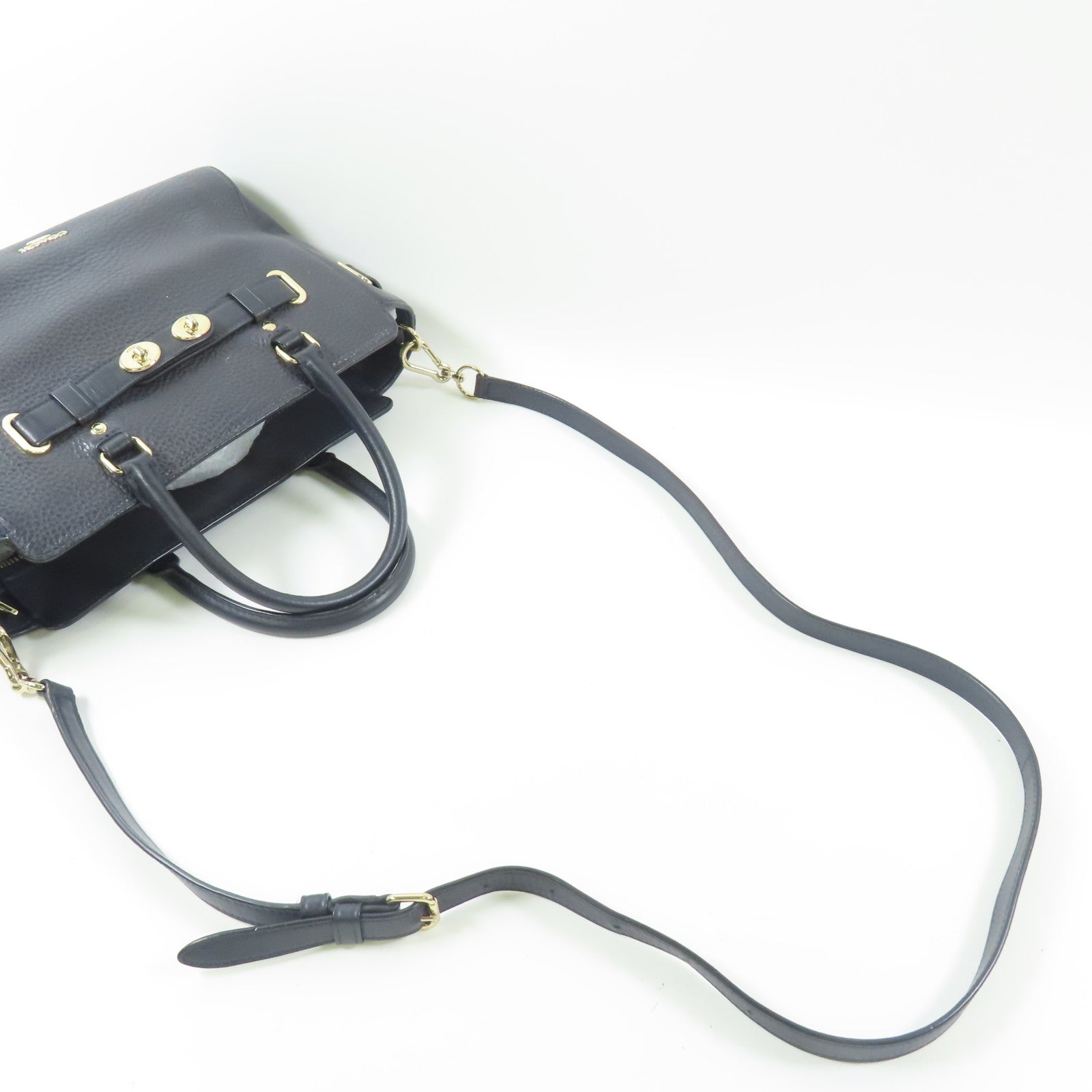 COACH 牛皮皮革2 Way Bag銀扣手挽肩背兩用袋