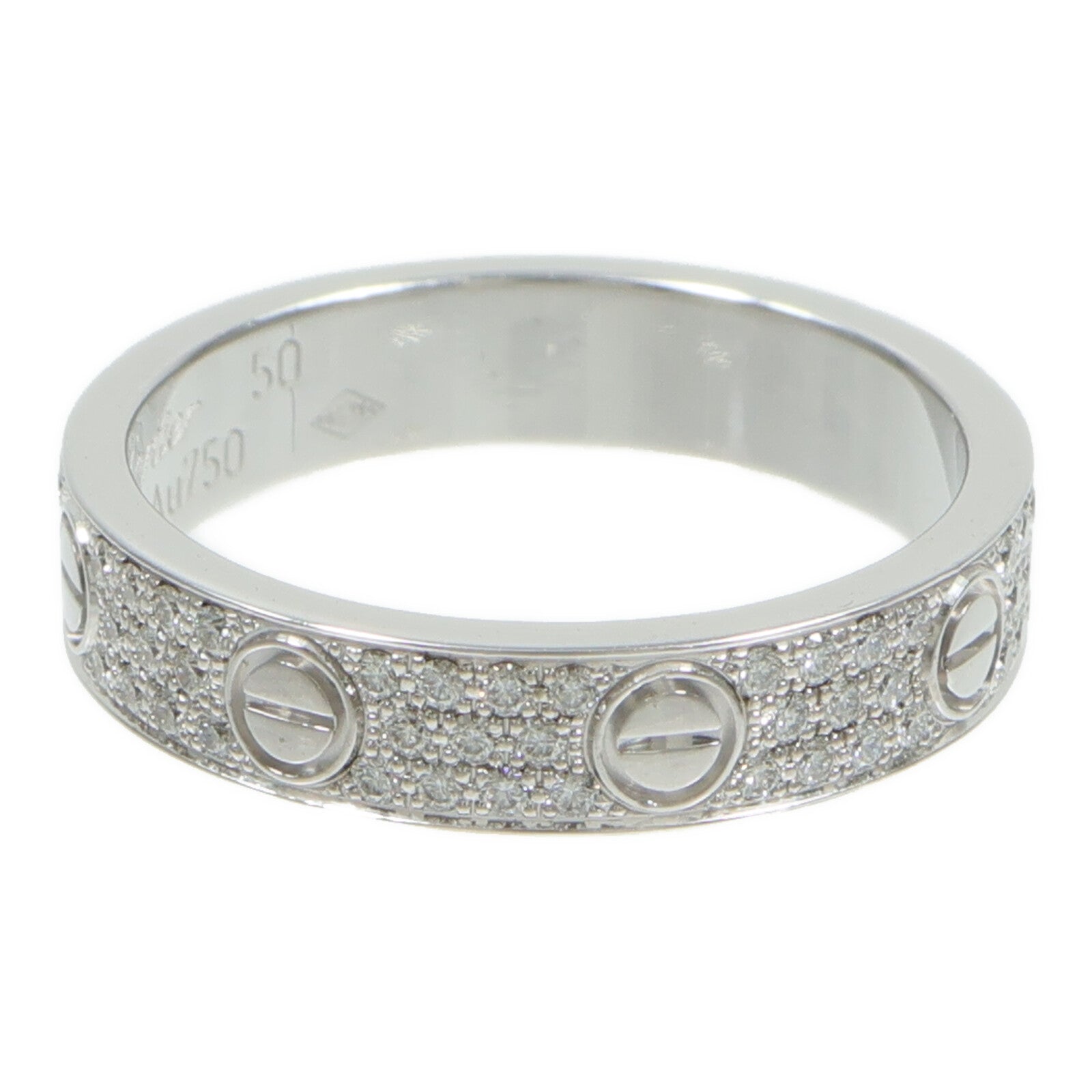 CARTIER 18K白金Love Ring SM Paved鑽石戒指