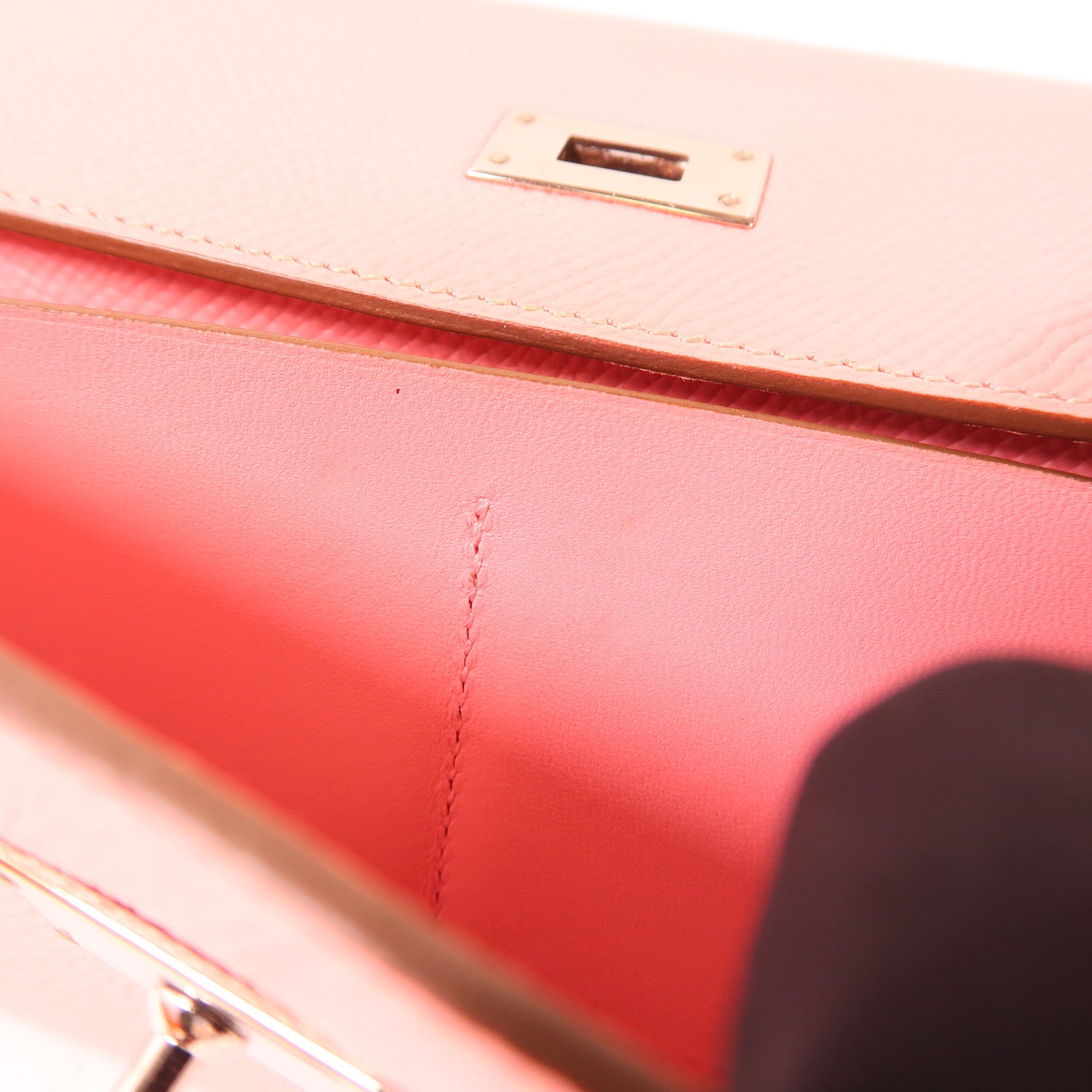 HERMES Epsom皮革Kelly Long Wallet銀扣長錢包1Q Rose Confetti