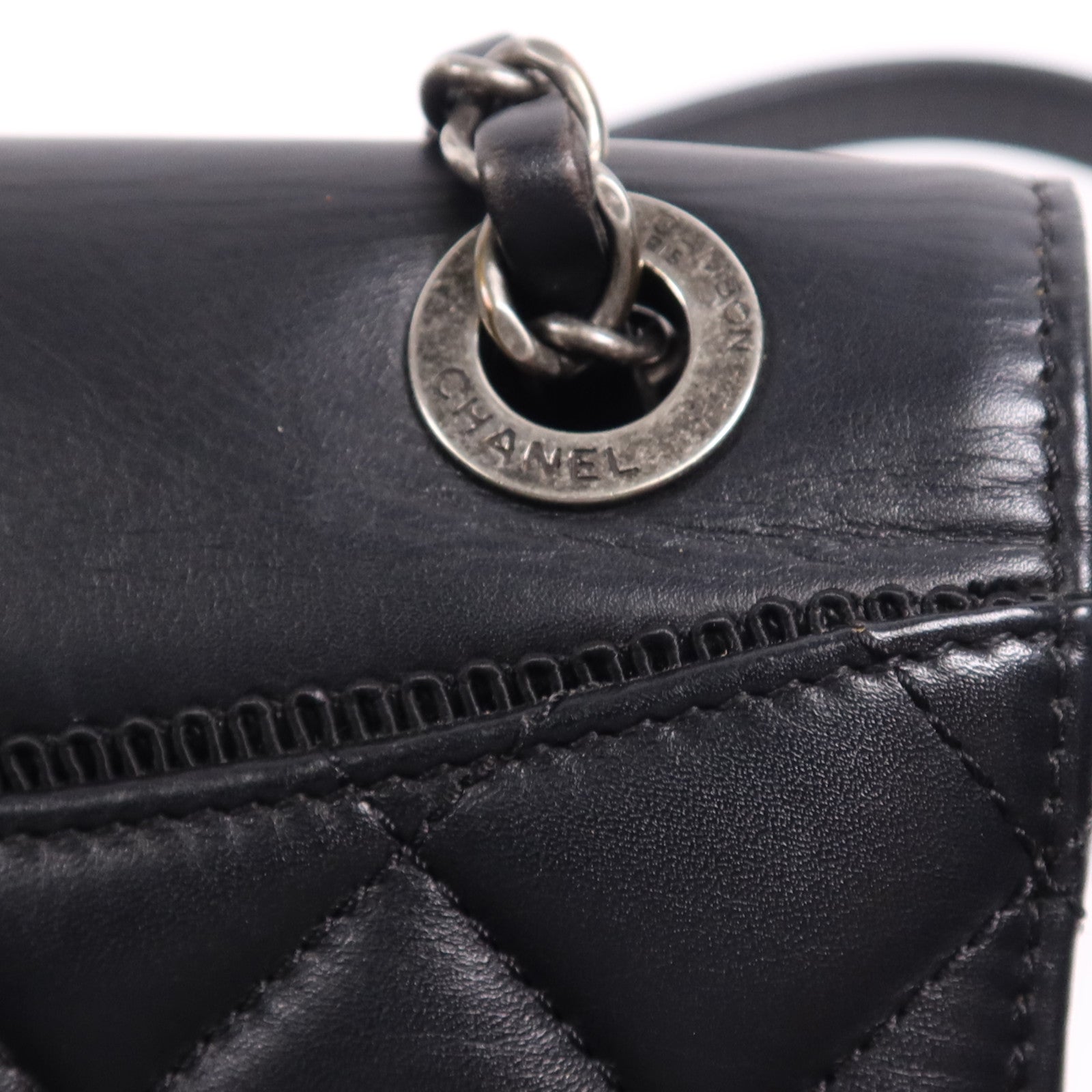 CHANEL 羊皮皮革Shoulder Bag銀扣鏈帶肩背袋