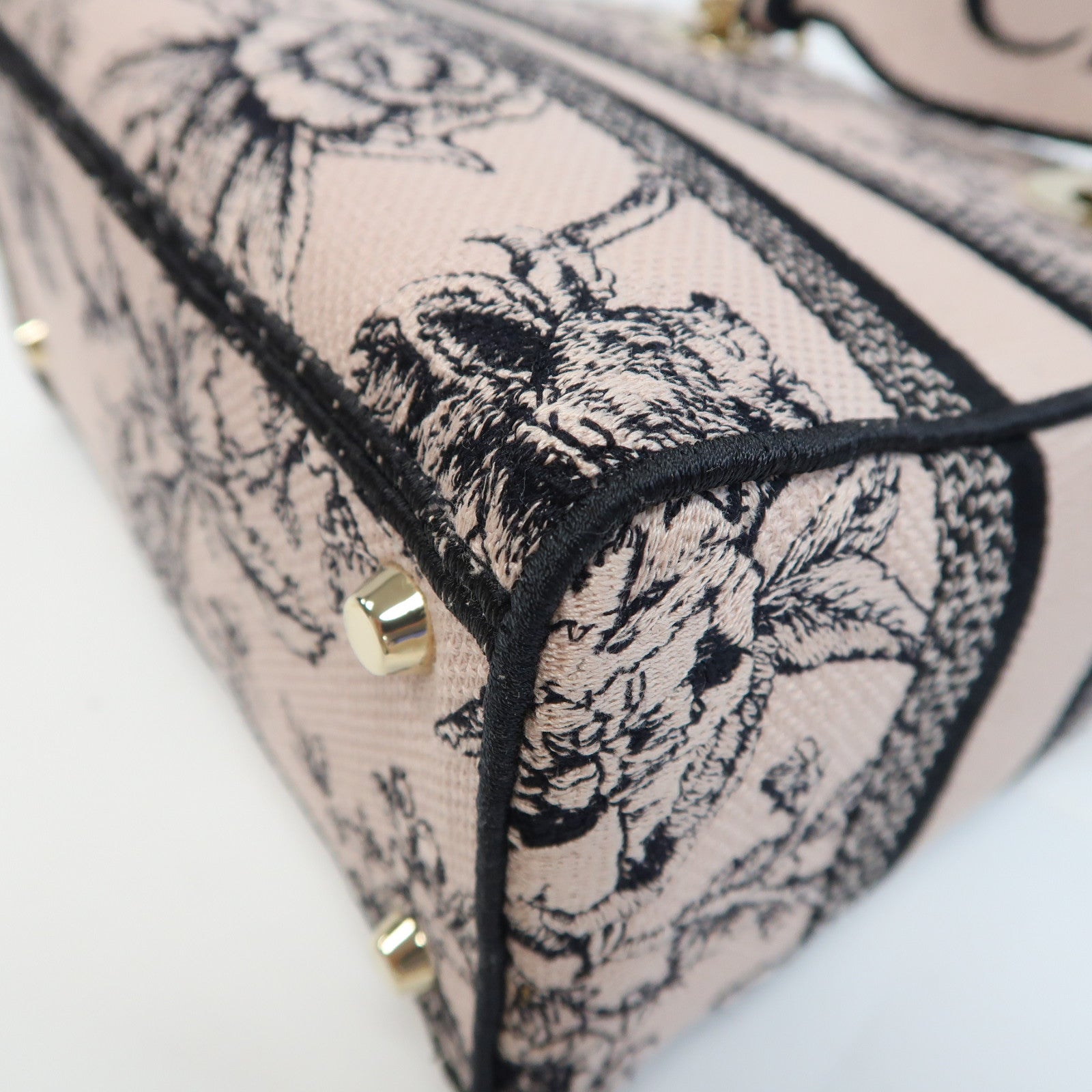 Dior 尼龍Lady Dior Handbag金扣手挽肩背兩用袋粉紅色