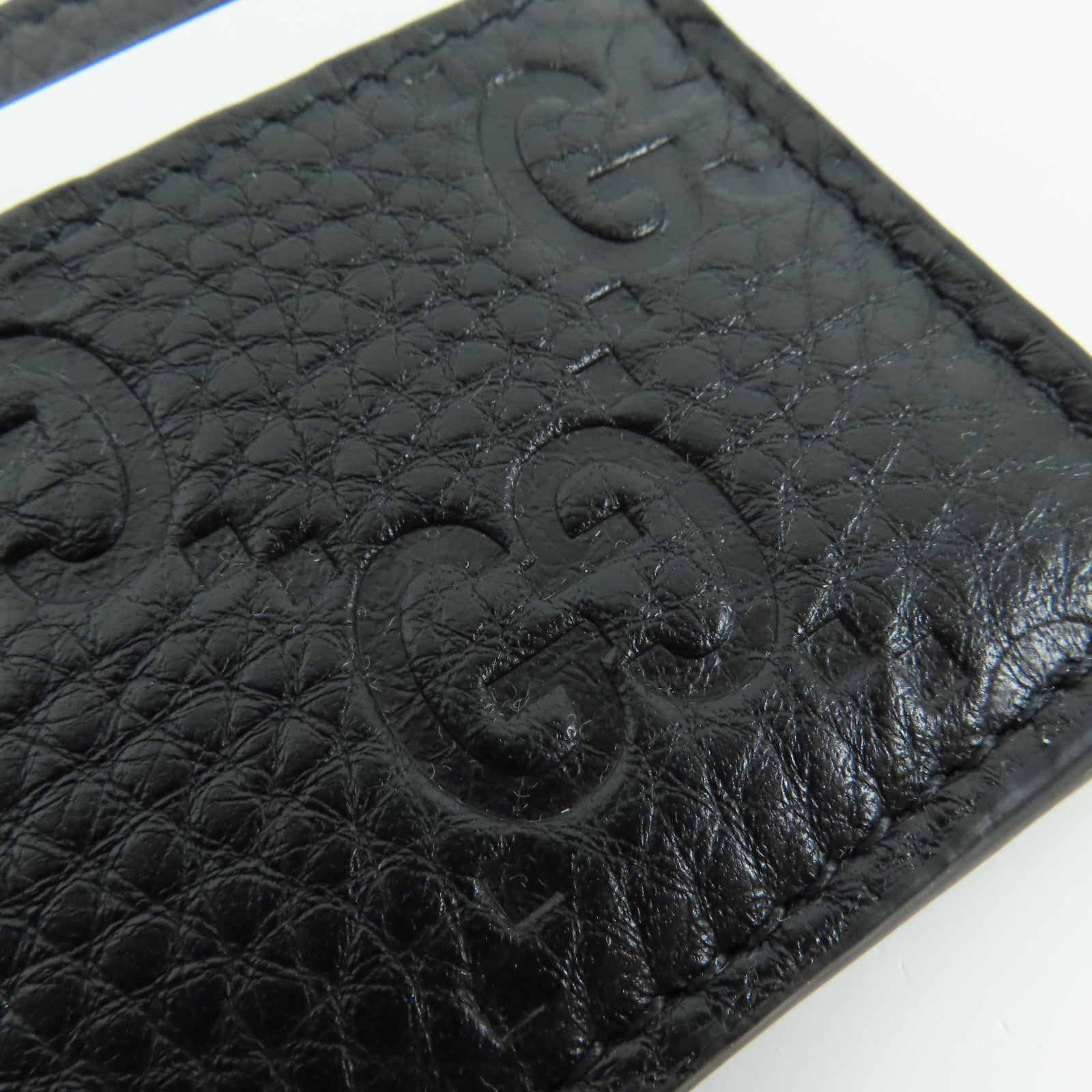 GUCCI GG Emblem Card Case 815883 AAEEM 1000 GG Grainy Leather Black 6634