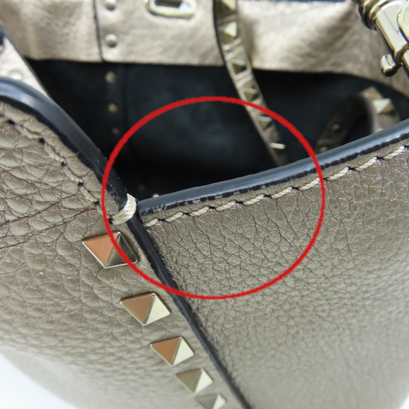 Valentino 【激減優惠】牛皮皮革Rockstud 2Way Shoulder Bag金扣手挽肩背兩用袋香檳金色