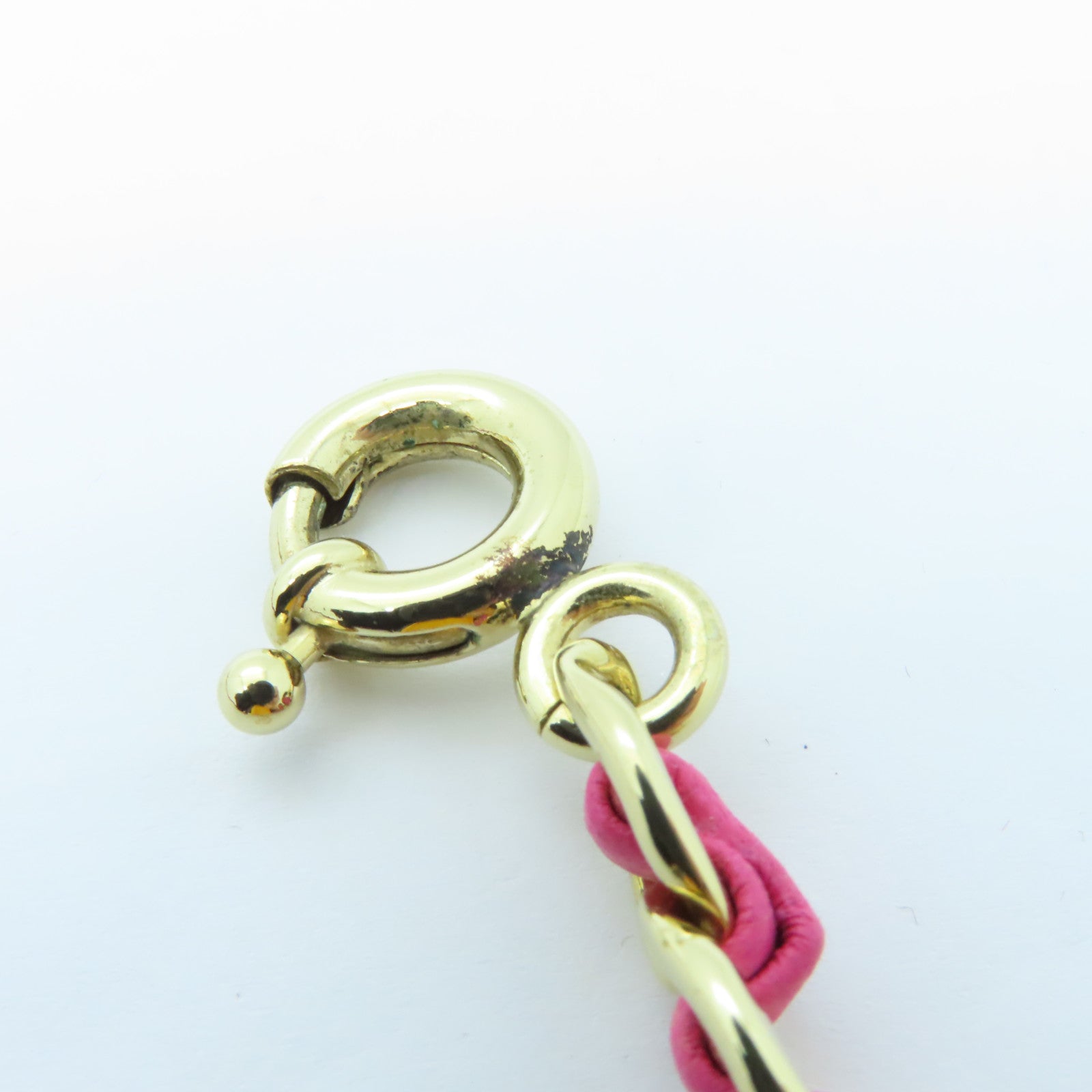 FENDI 【激減優惠】皮革/金屬Necklace金扣項鍊粉紅色/金色