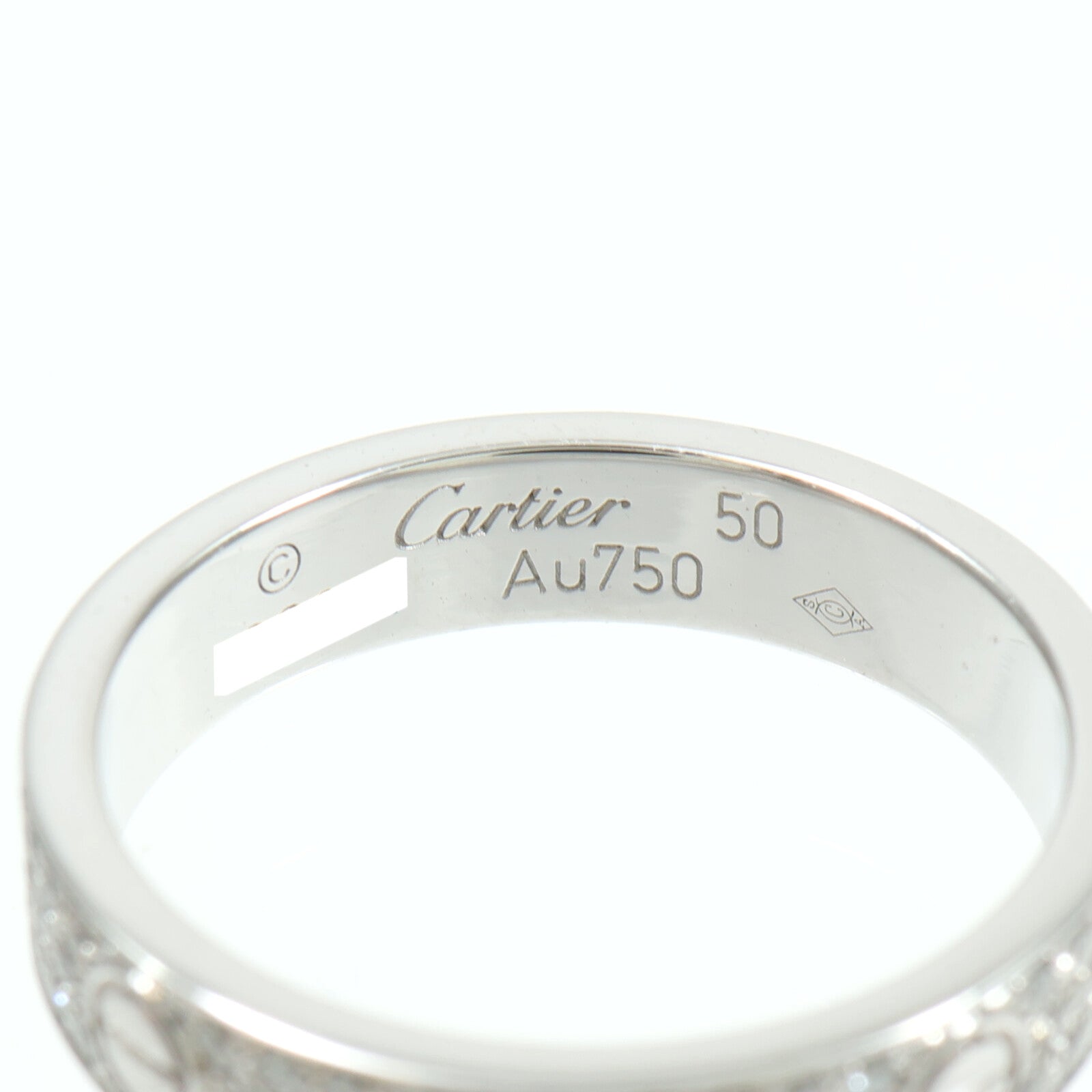 CARTIER 18K白金Love Ring SM Paved鑽石戒指