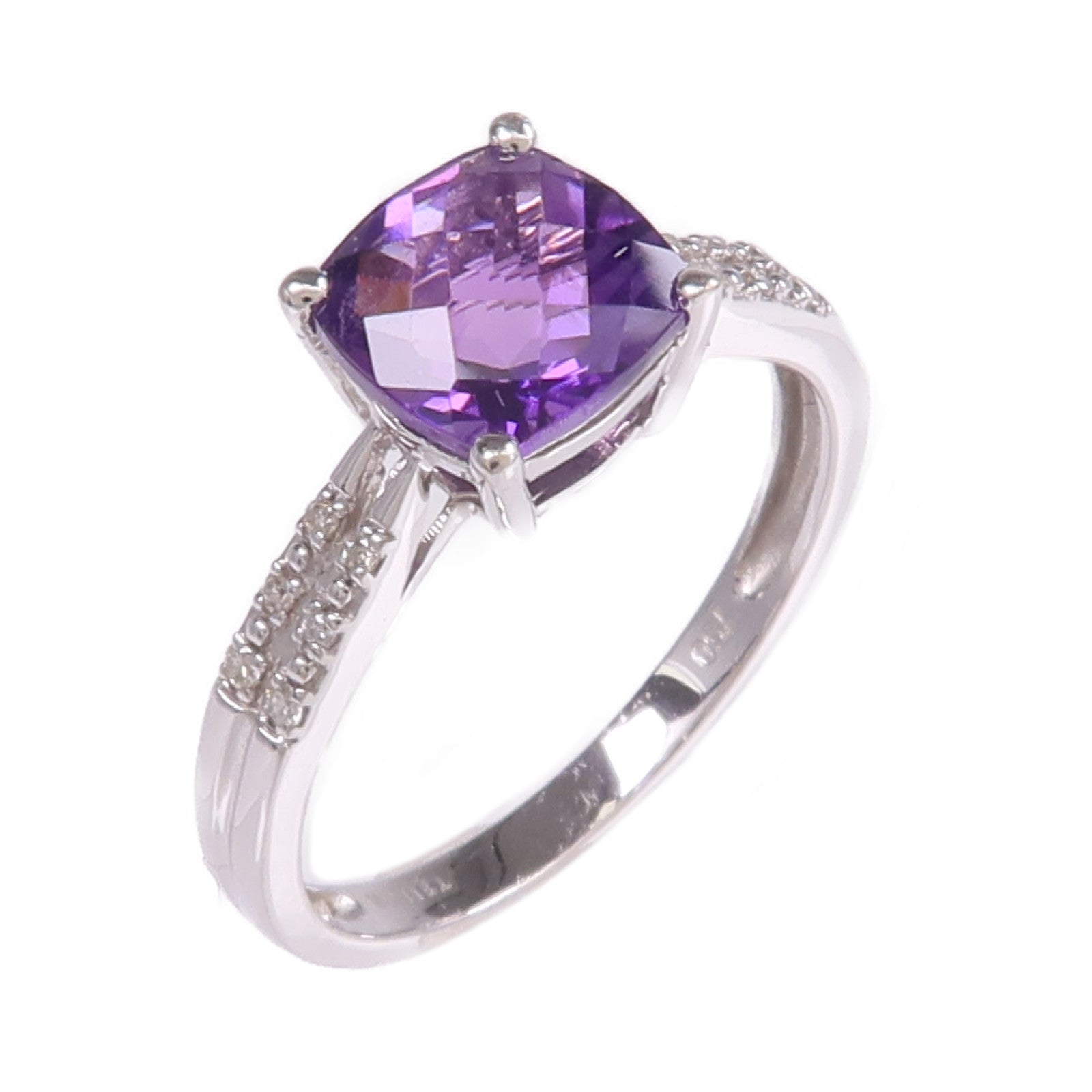 JEWELRY 18K白金Amethyst Diamond Ring紫晶/鑽石戒指US#6.25