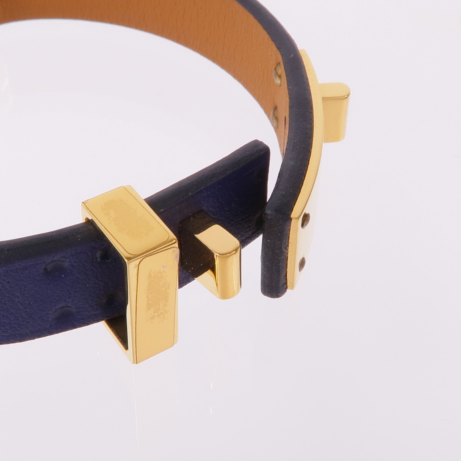 HERMES Swift皮革As De Coeur金扣手帶Bleu Saphir