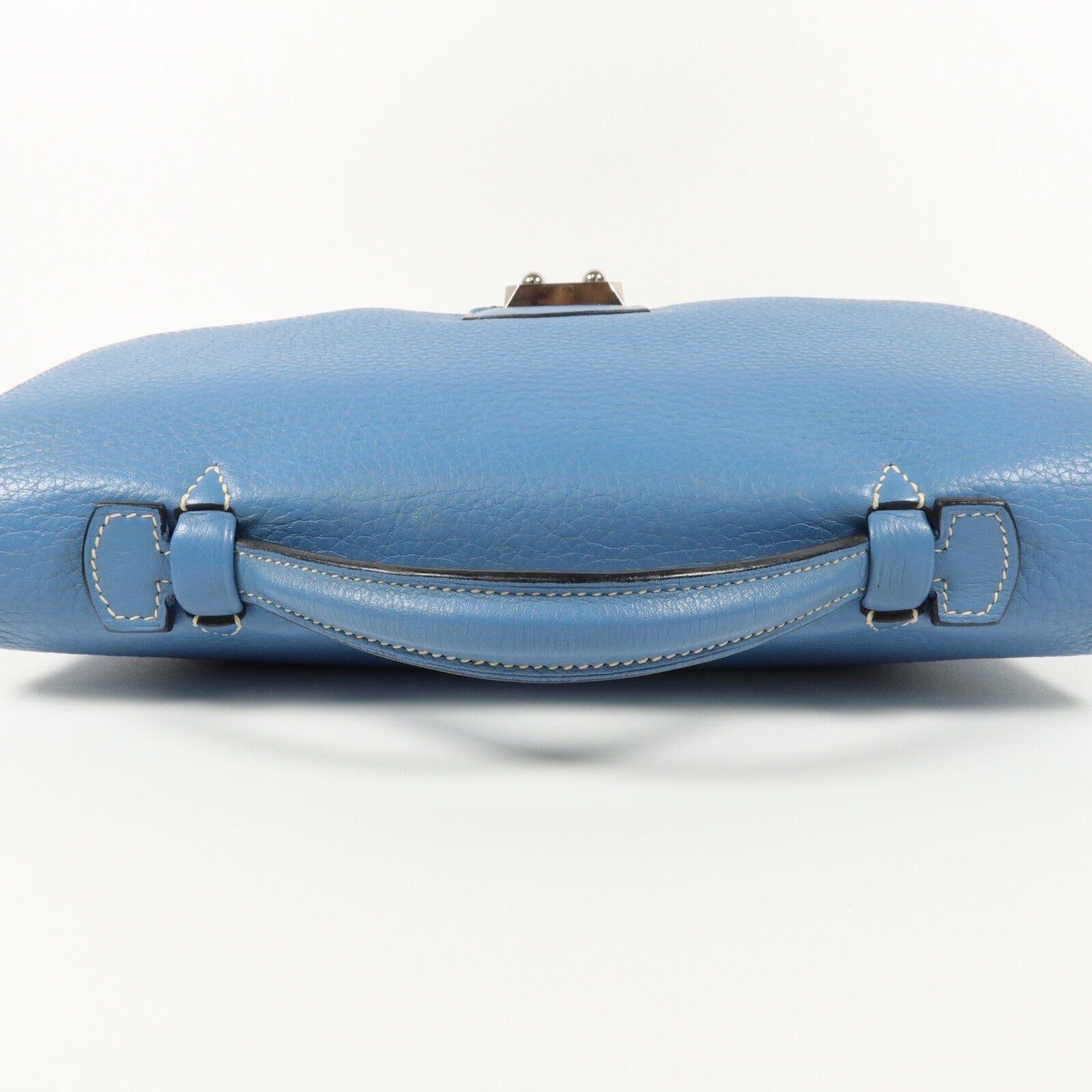 HERMES Clemence皮革Sack Adepeche手挽袋Bleu Jean