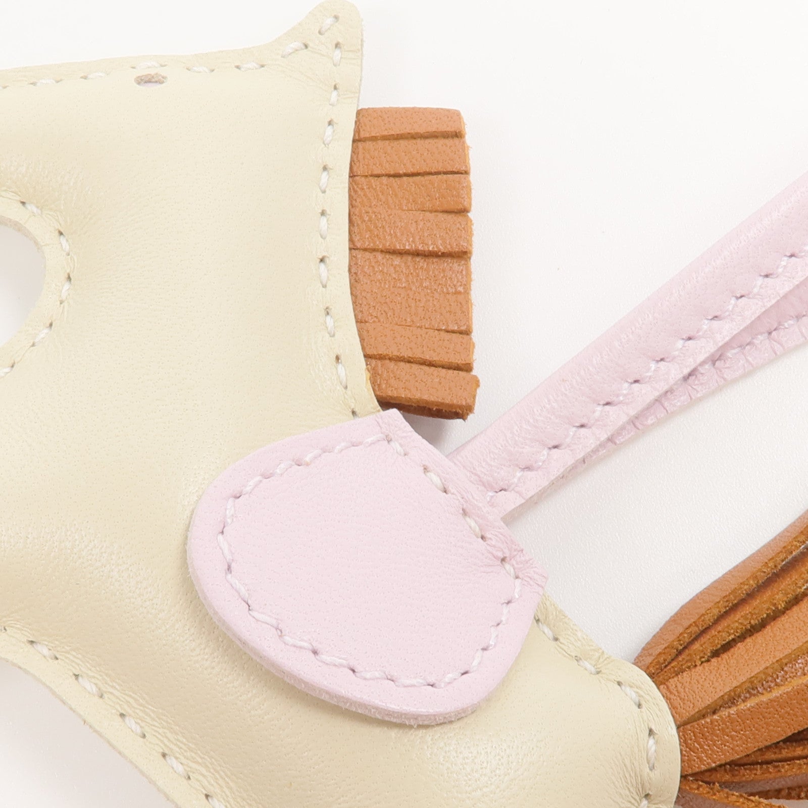 HERMES Milo皮革Rodeo PM掛飾Craie/Mauve Sylvestre/Gold