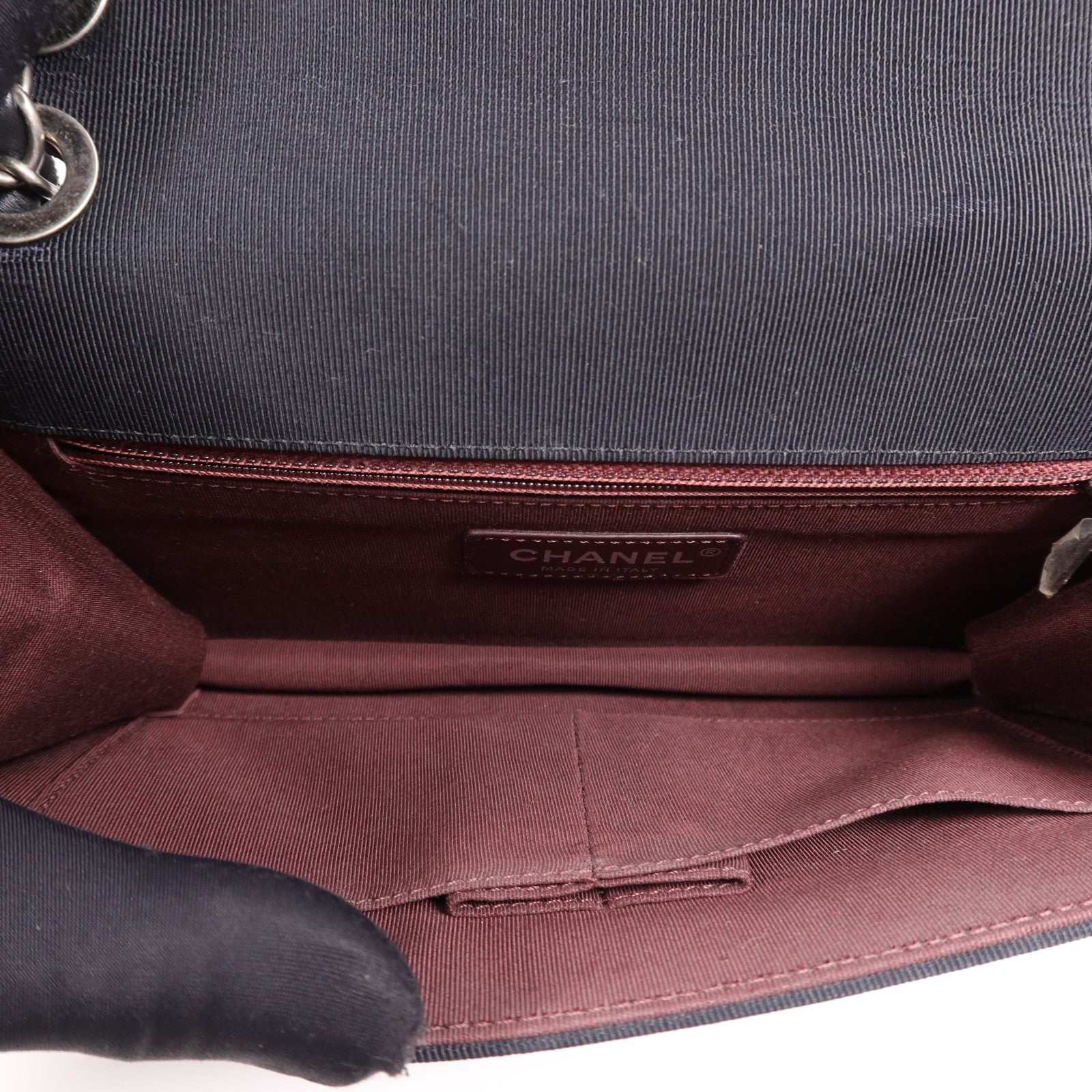 CHANEL 羊皮皮革Shoulder Bag銀扣鏈帶肩背袋