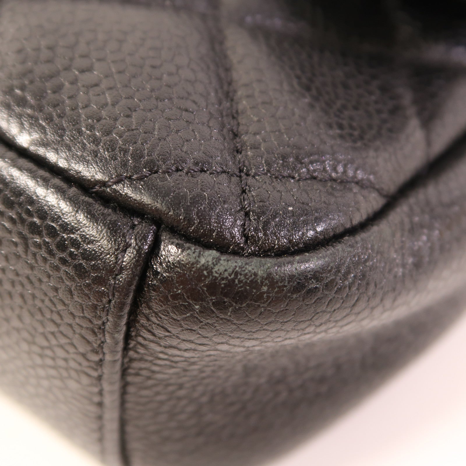 CHANEL 菱格牛皮皮革Chain Shoulder Bag金扣鏈帶肩背袋黑色