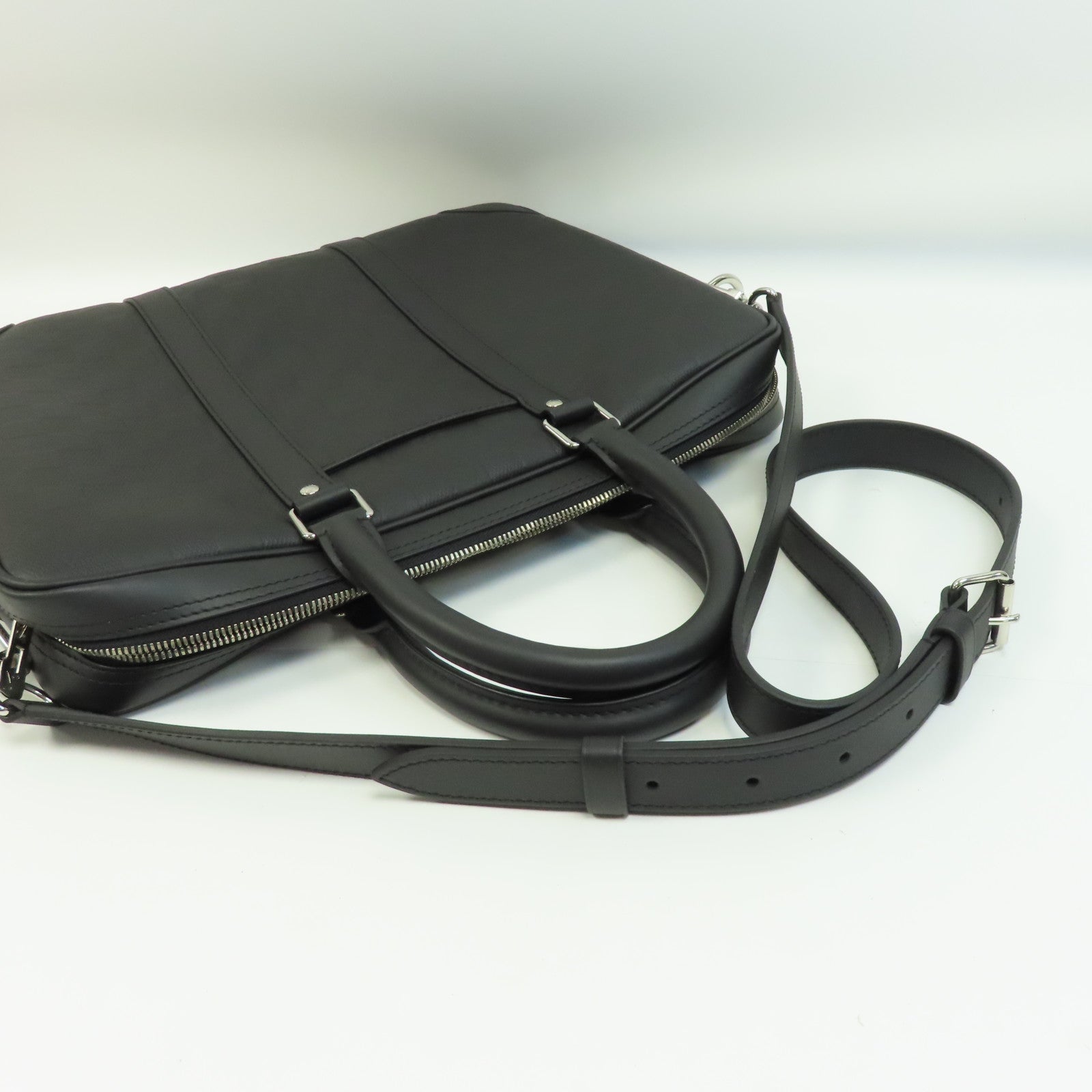 LOUIS VUITTON Damier Infini Porte-Documents Voyage NM銀扣手挽肩背兩用袋黑色