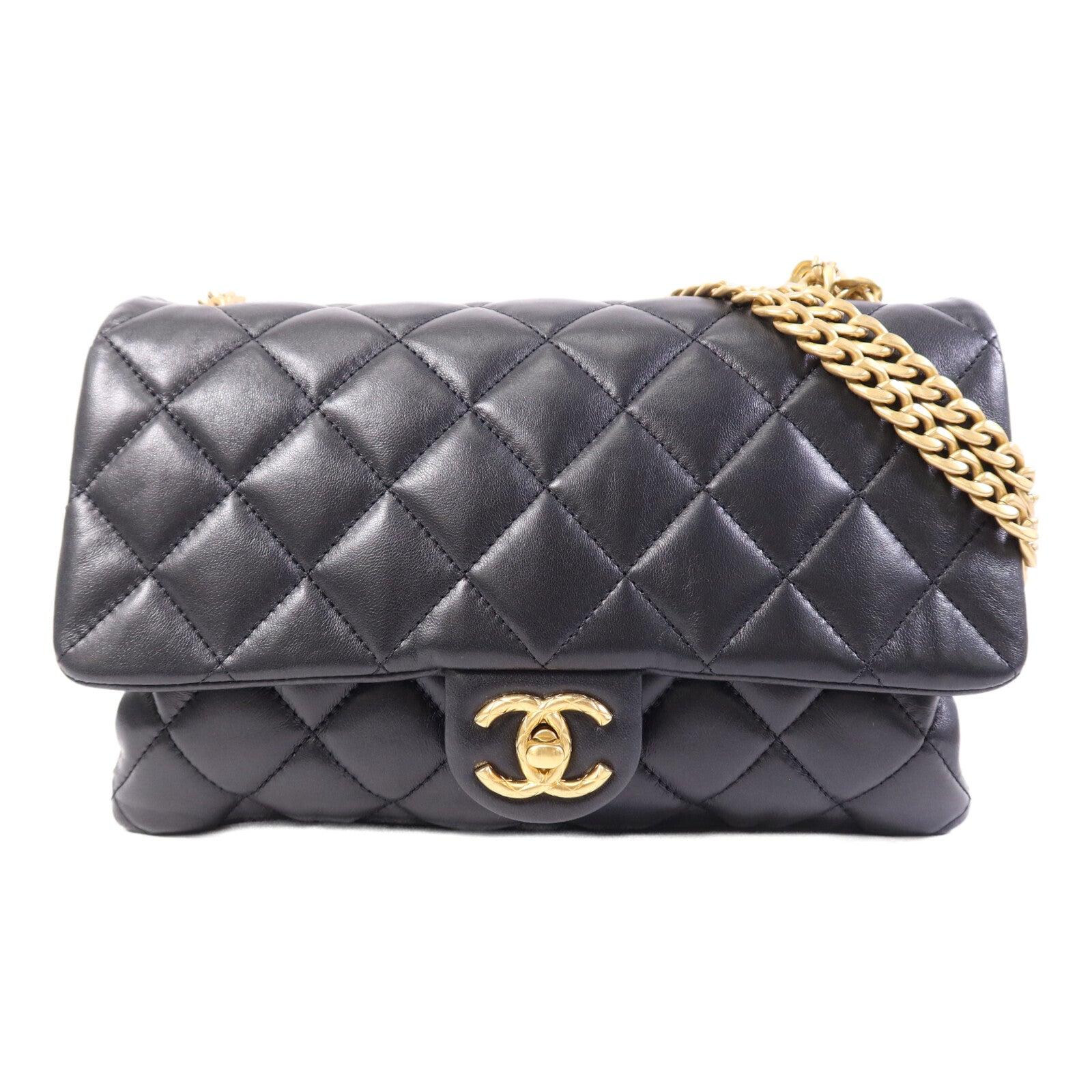 CHANEL 羊皮皮革Chain Shoulder Bag金扣鏈帶肩背袋