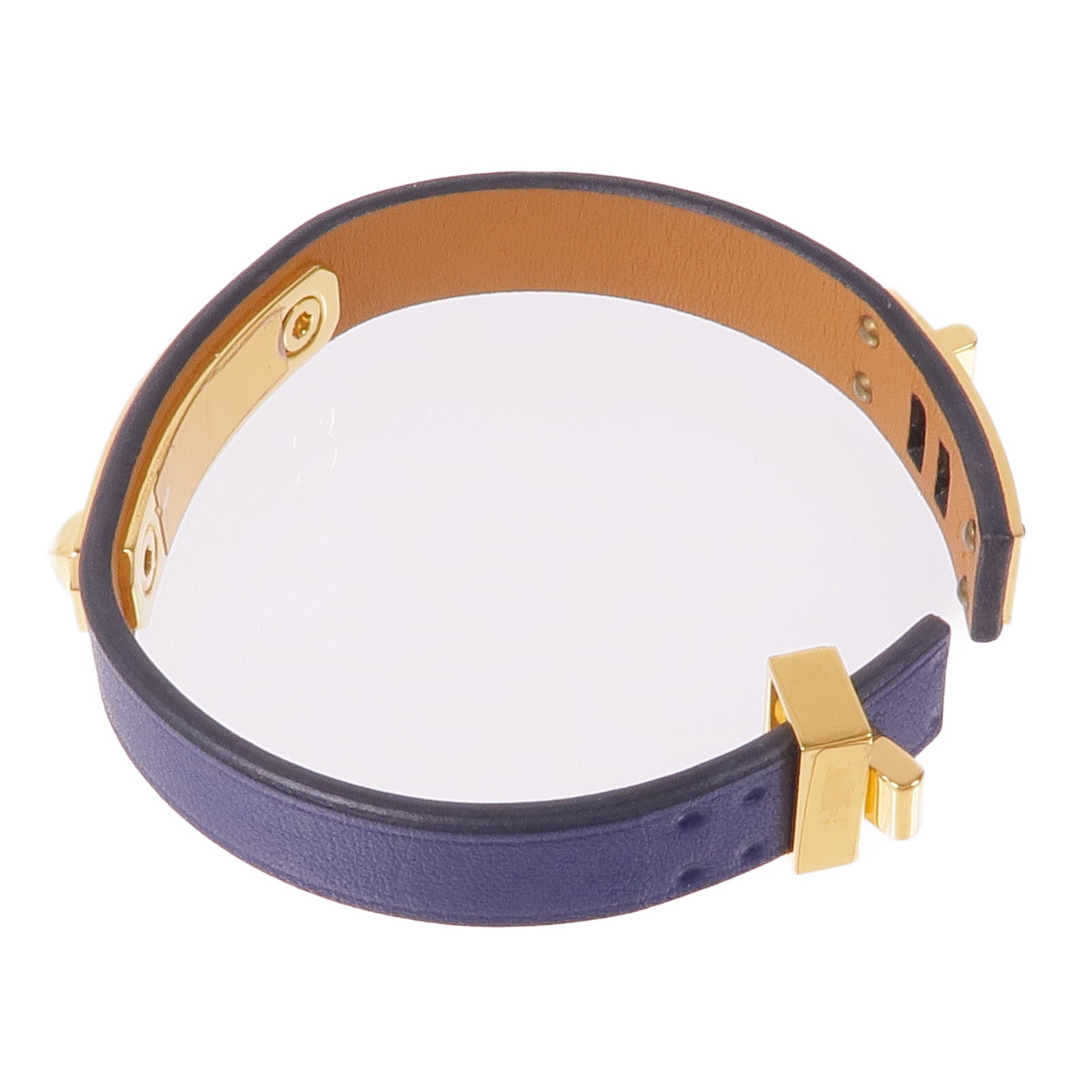 HERMES Swift皮革As De Coeur金扣手帶Bleu Saphir