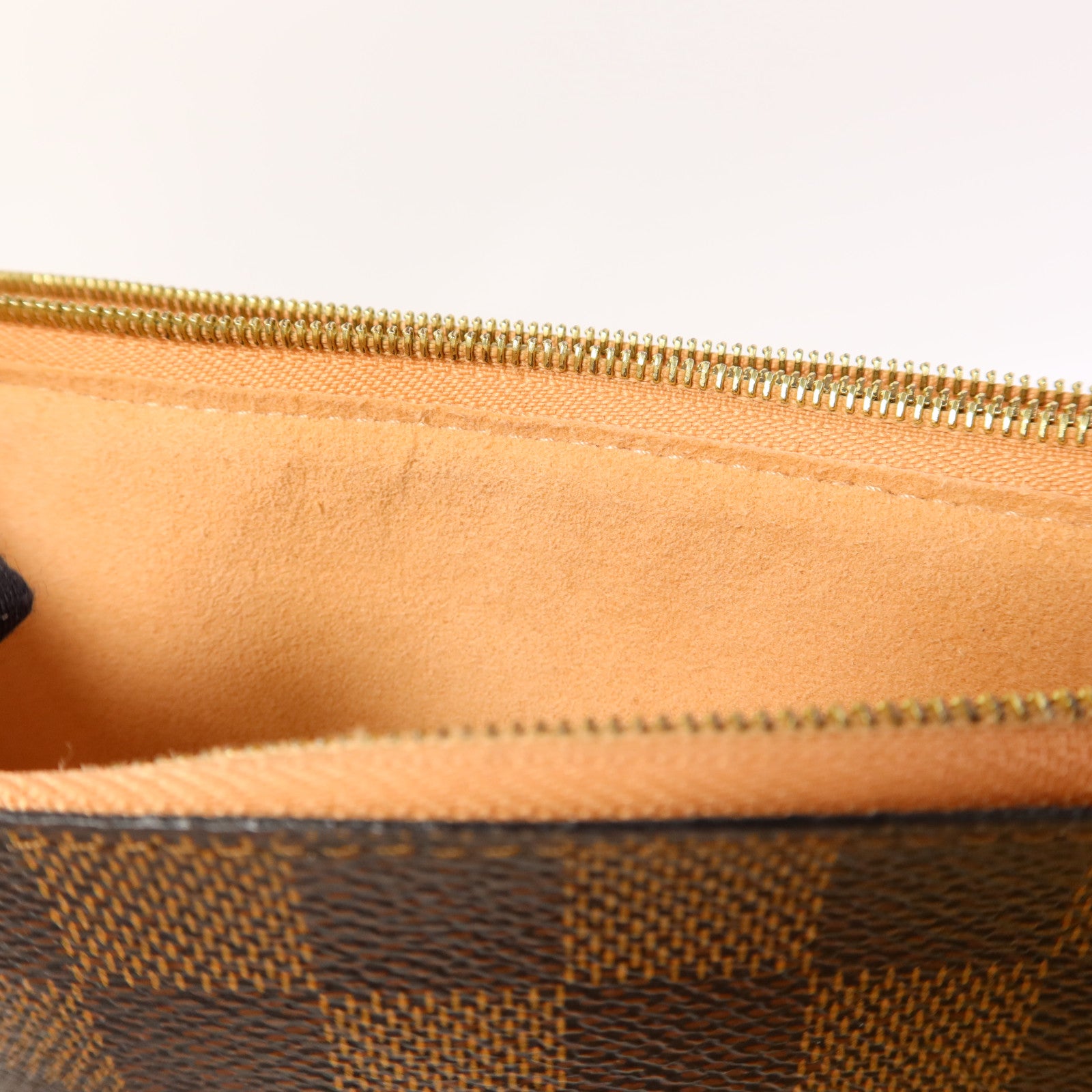 LOUIS VUITTON Damier Double Zip Pochette金扣鏈帶肩背袋