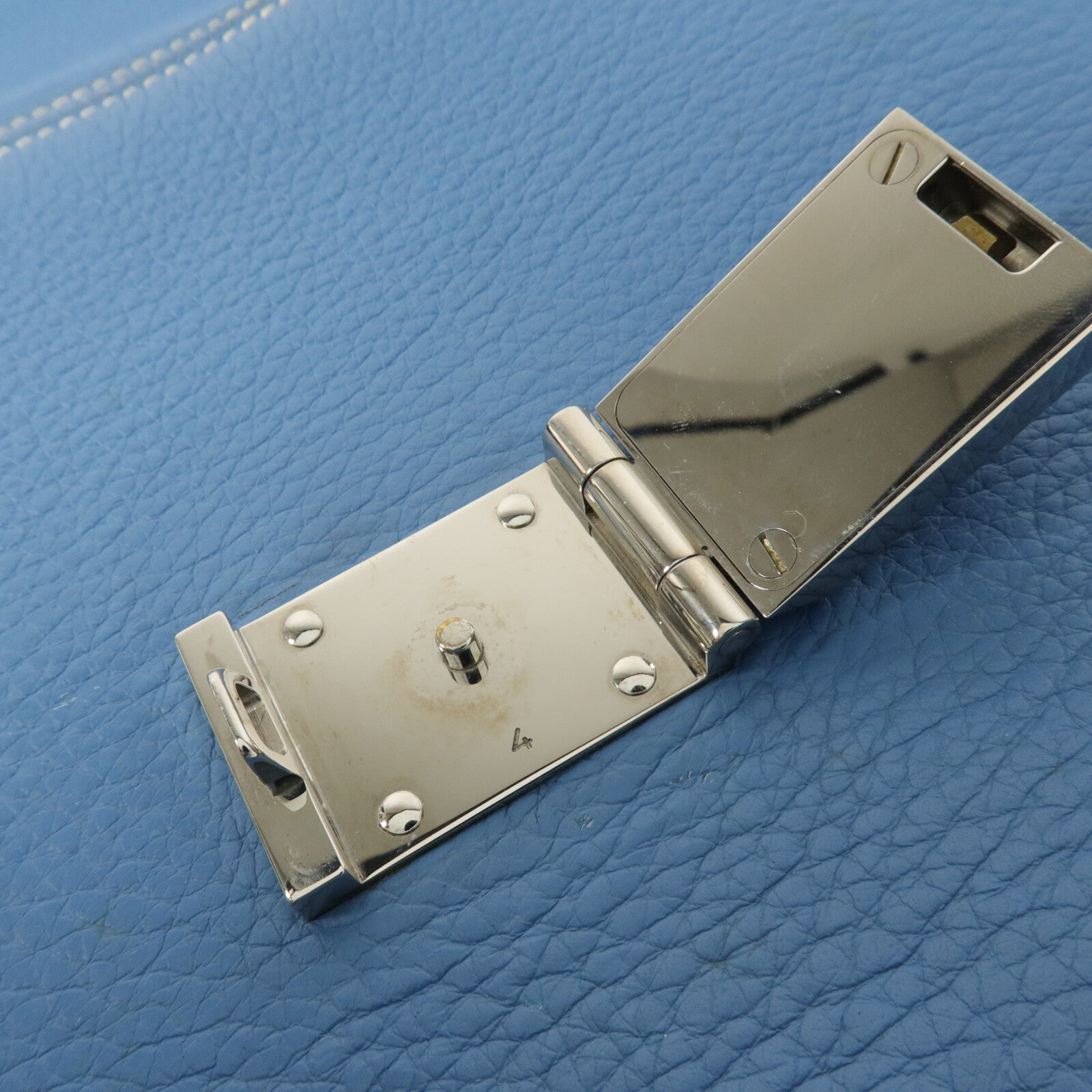 HERMES Clemence皮革Sack Adepeche手挽袋Bleu Jean