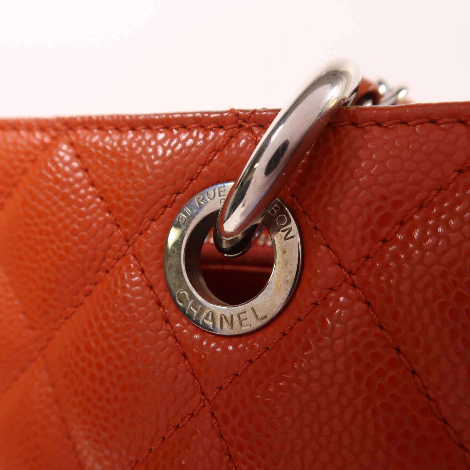 CHANEL 牛皮皮革GST Grand Shopping Tote Bag銀扣鏈帶肩背袋