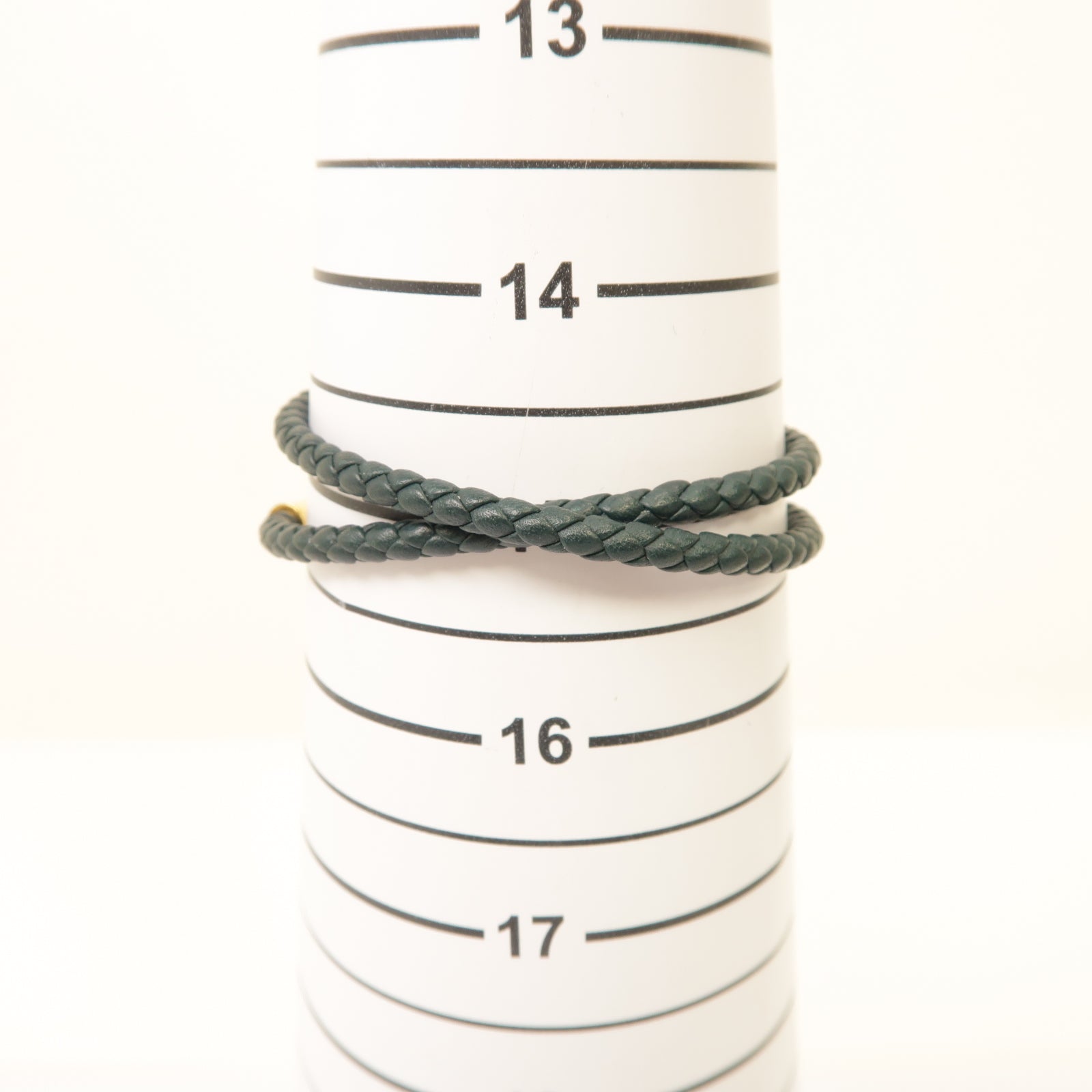 HERMES 牛皮皮革/金屬Roulis Double Tour Bracelet手鏈墨緑色/金色