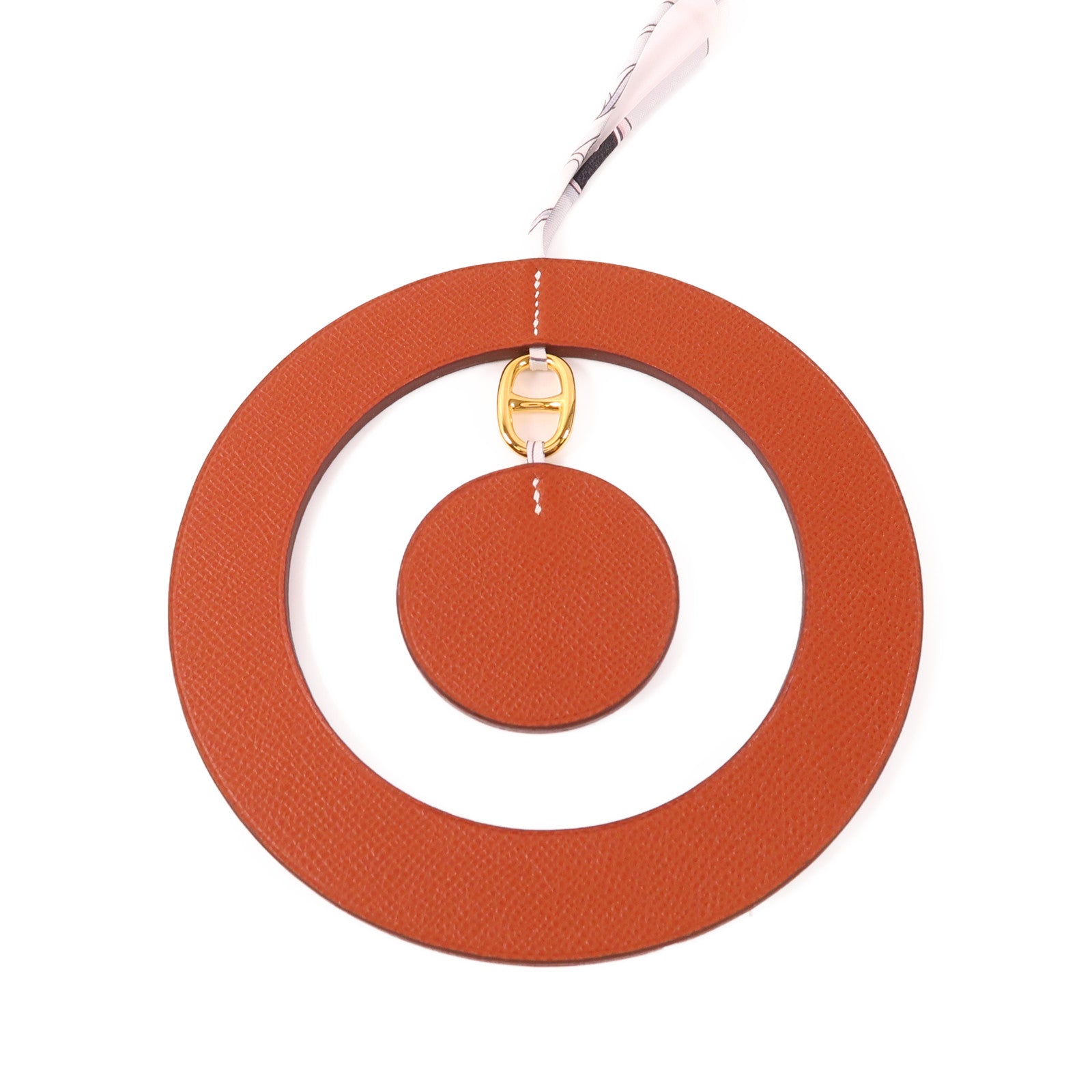 HERMES GHW Home Decor Charm Calfskin Leather Brown