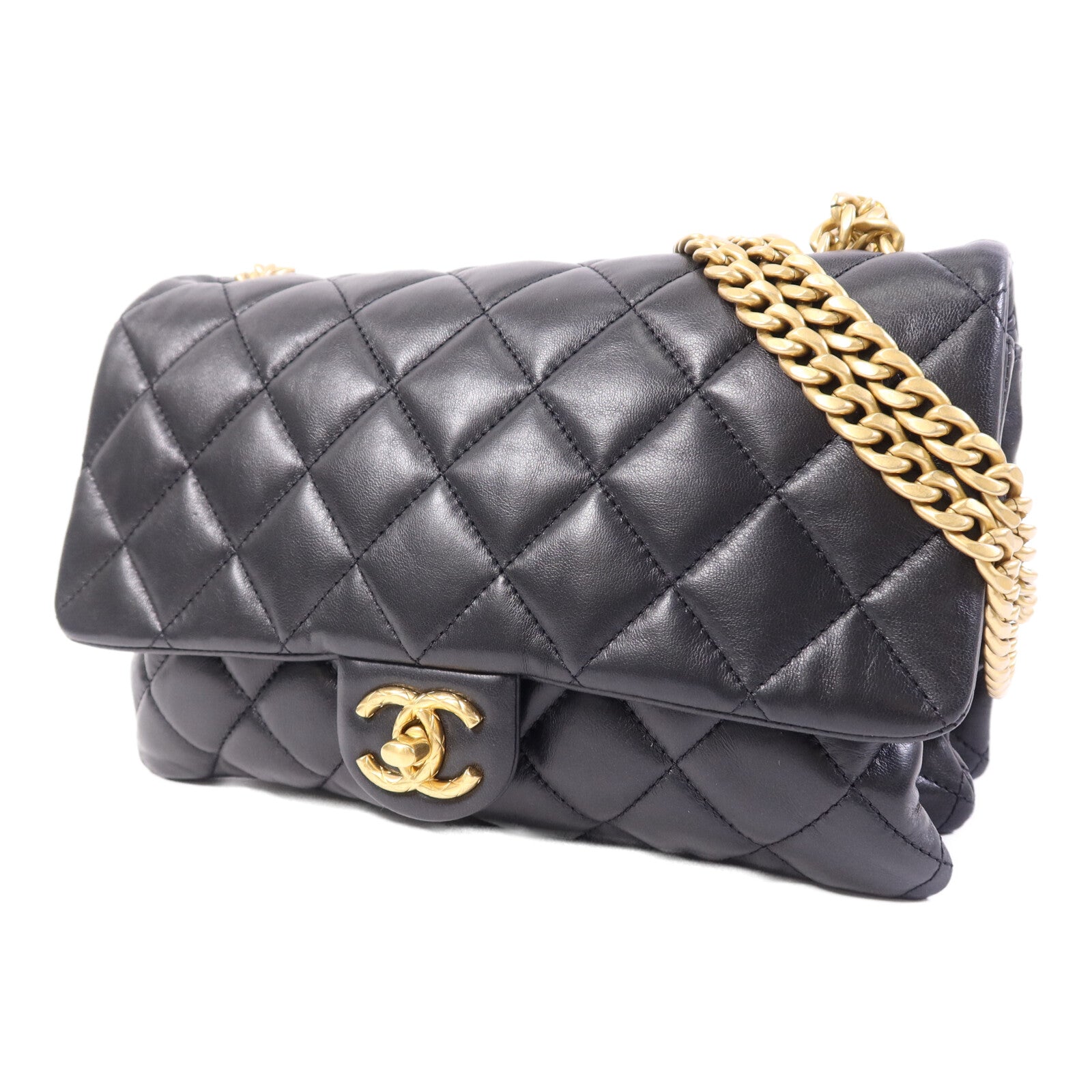 CHANEL 羊皮皮革Chain Shoulder Bag金扣鏈帶肩背袋