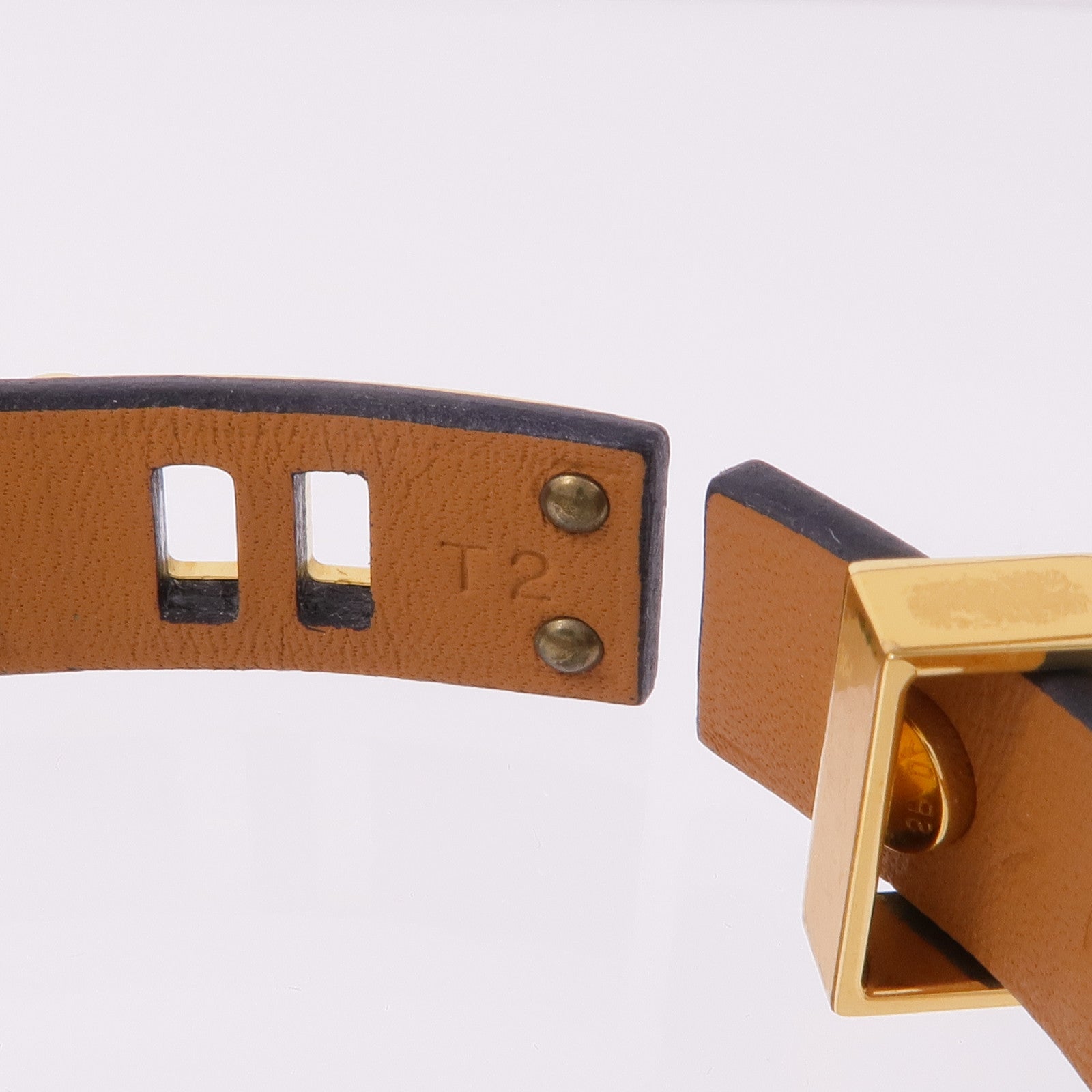 HERMES Swift皮革As De Coeur金扣手帶Bleu Saphir