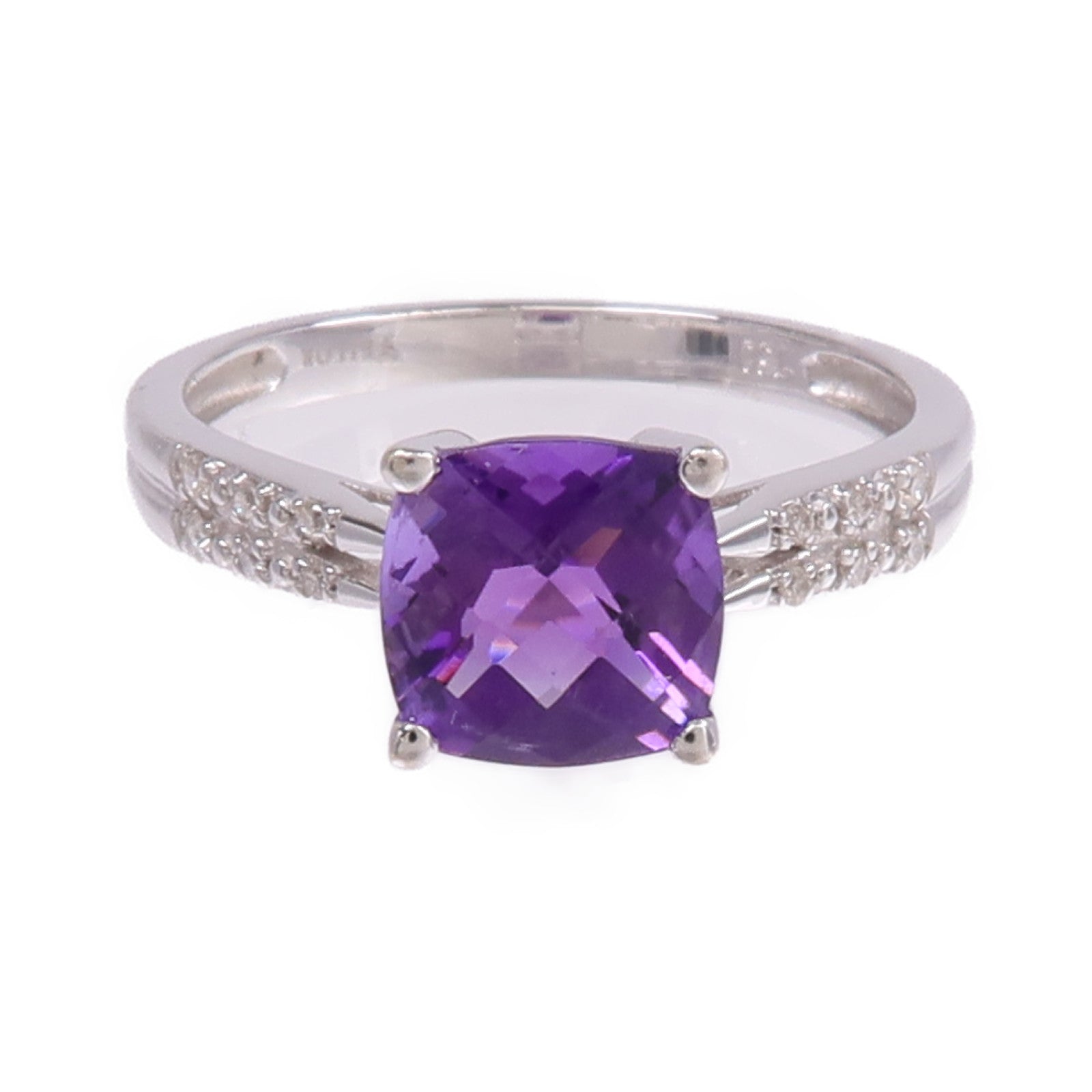 JEWELRY 18K白金Amethyst Diamond Ring紫晶/鑽石戒指US#6.25