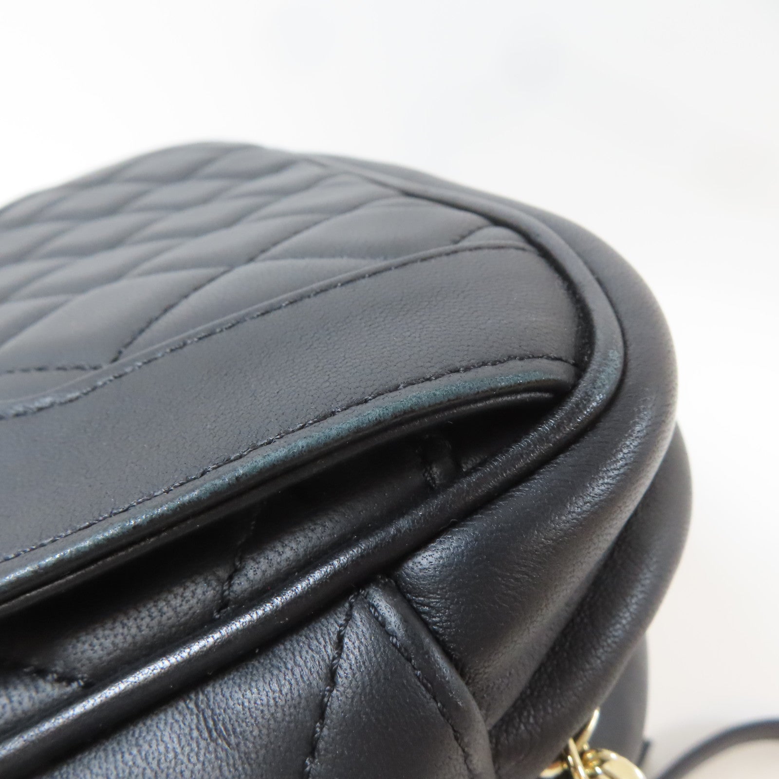 CHANEL 菱格羊皮皮革Chain Shoulder Bag金扣鏈帶肩背袋黑色