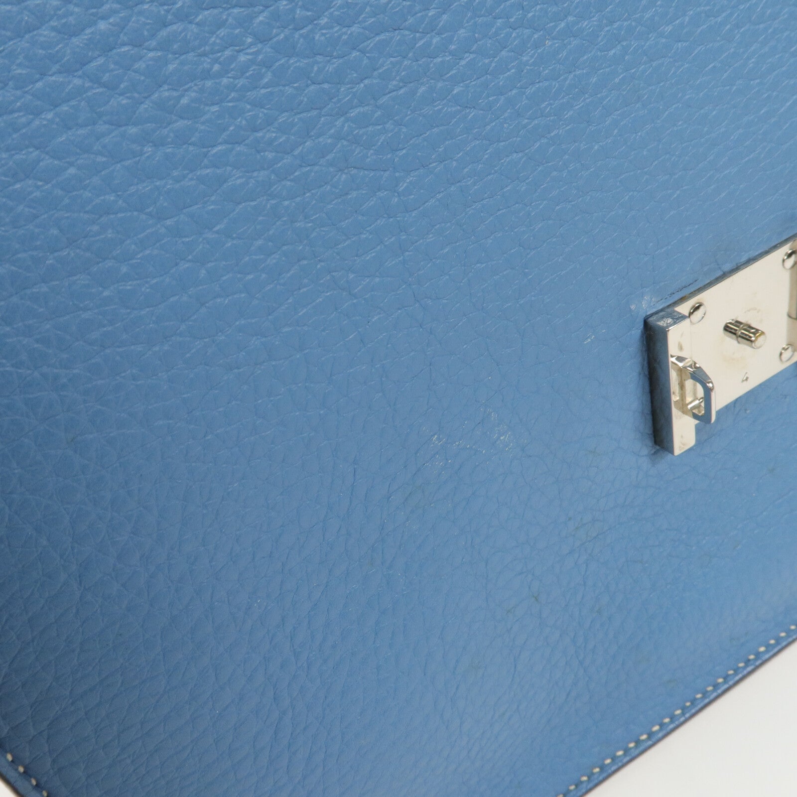 HERMES Clemence皮革Sack Adepeche手挽袋Bleu Jean