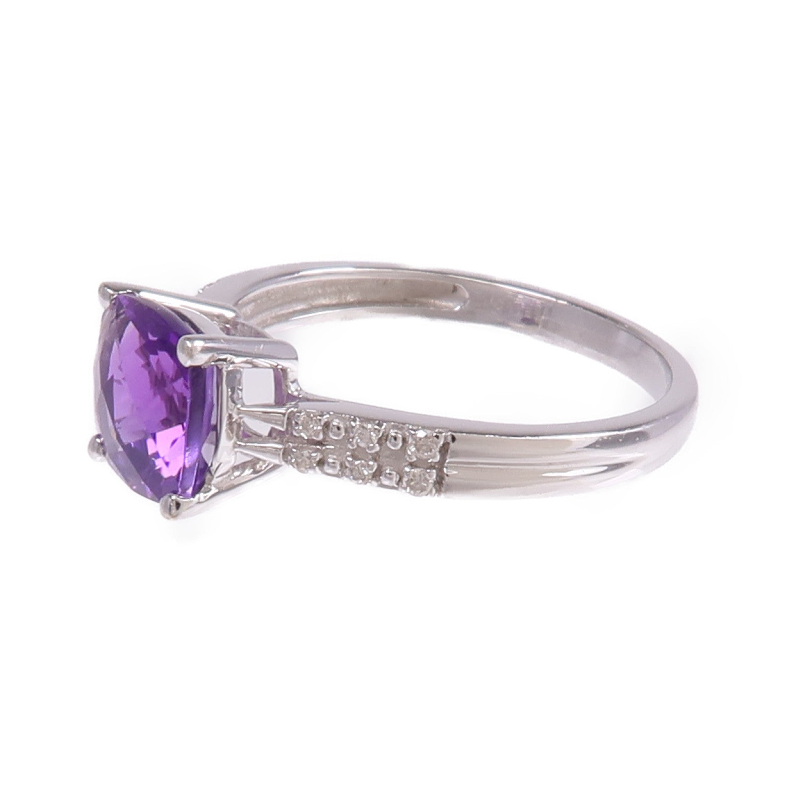 JEWELRY 18K白金Amethyst Diamond Ring紫晶/鑽石戒指US#6.25