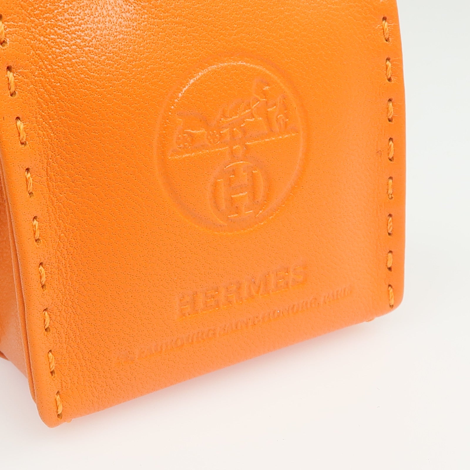 HERMES Milo皮革Sac Orange Charm掛飾Orange