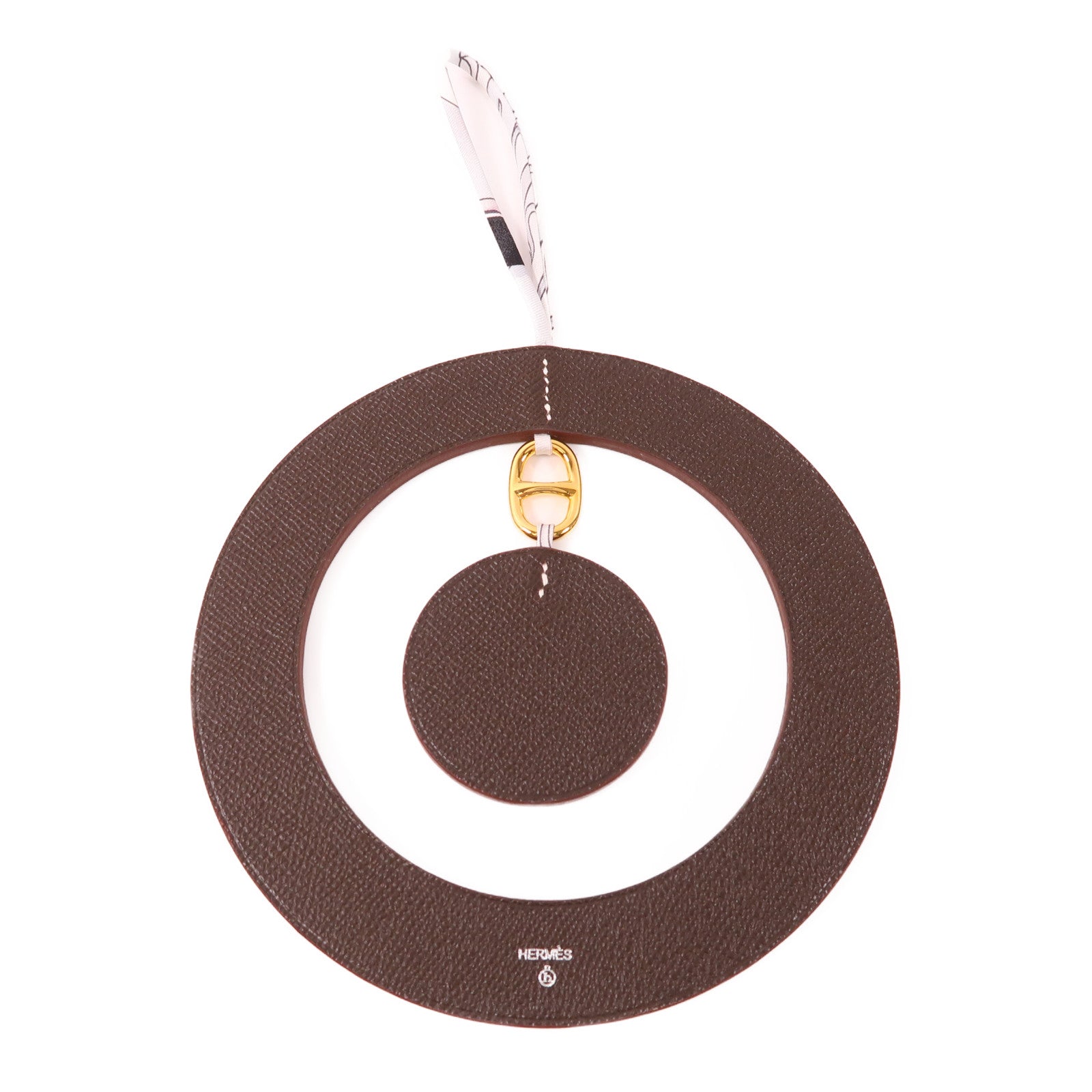 HERMES GHW Home Decor Charm Calfskin Leather Brown