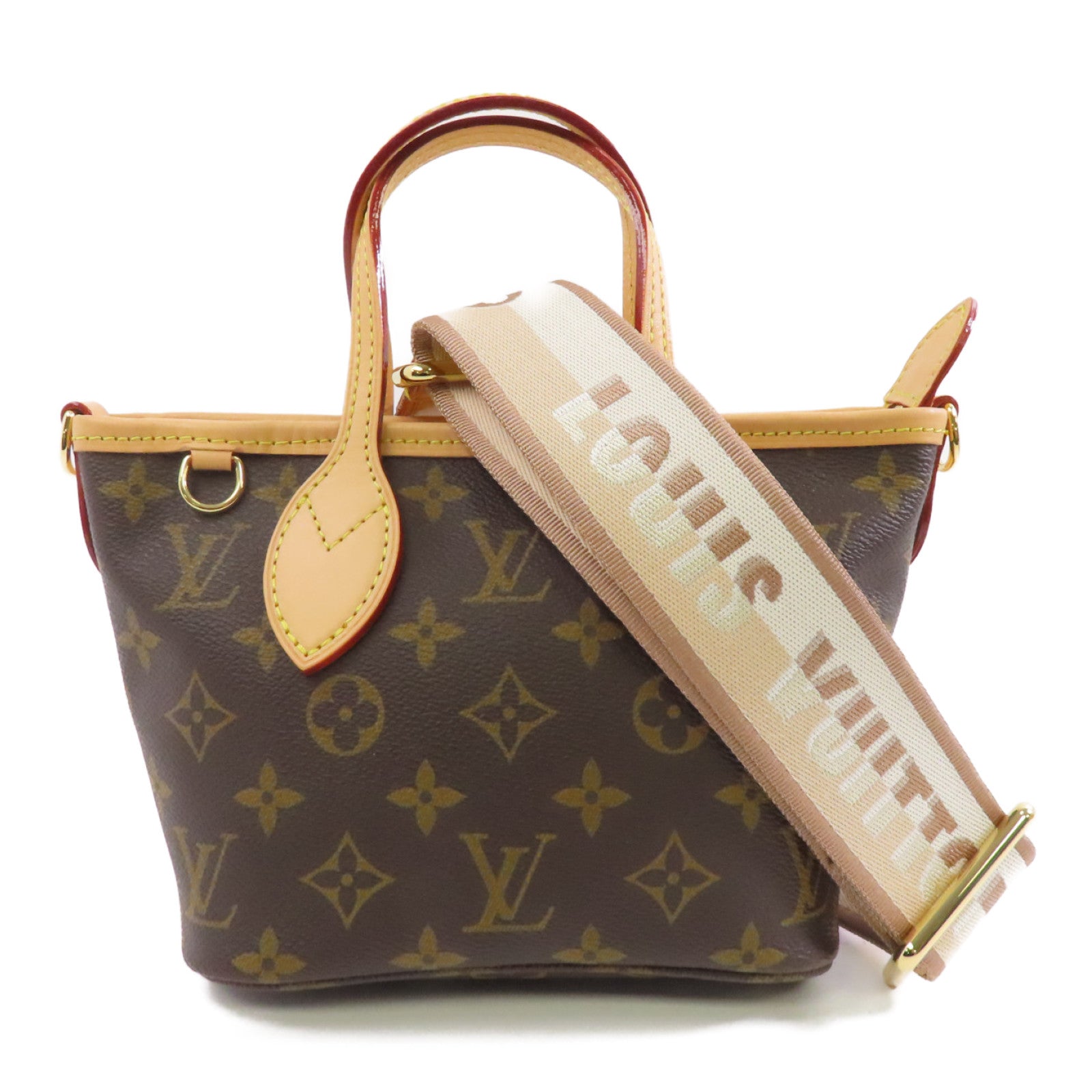 LOUIS VUITTON Monogram Neverfull BB金扣手挽肩背兩用袋棕色