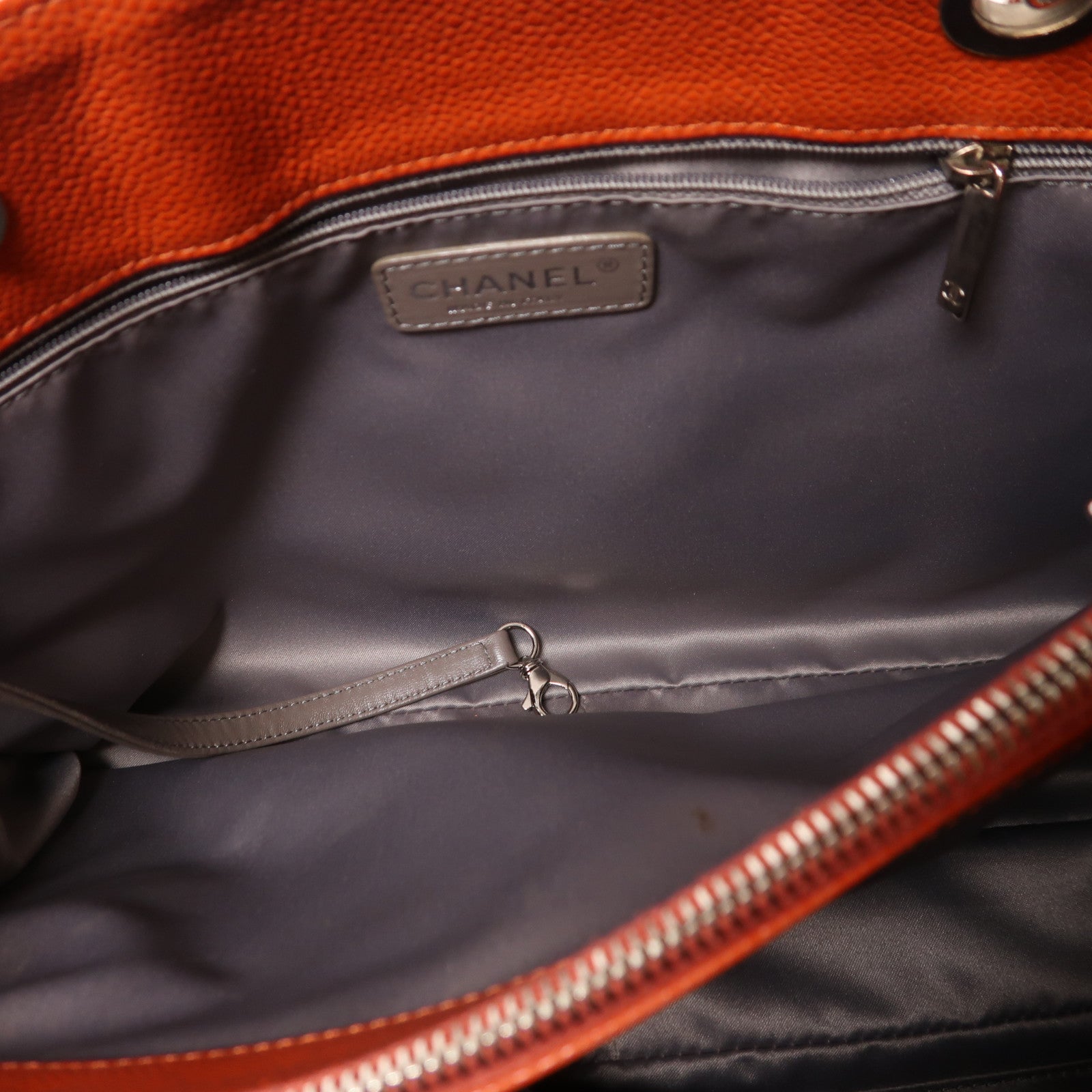 CHANEL 牛皮皮革GST Grand Shopping Tote Bag銀扣鏈帶肩背袋