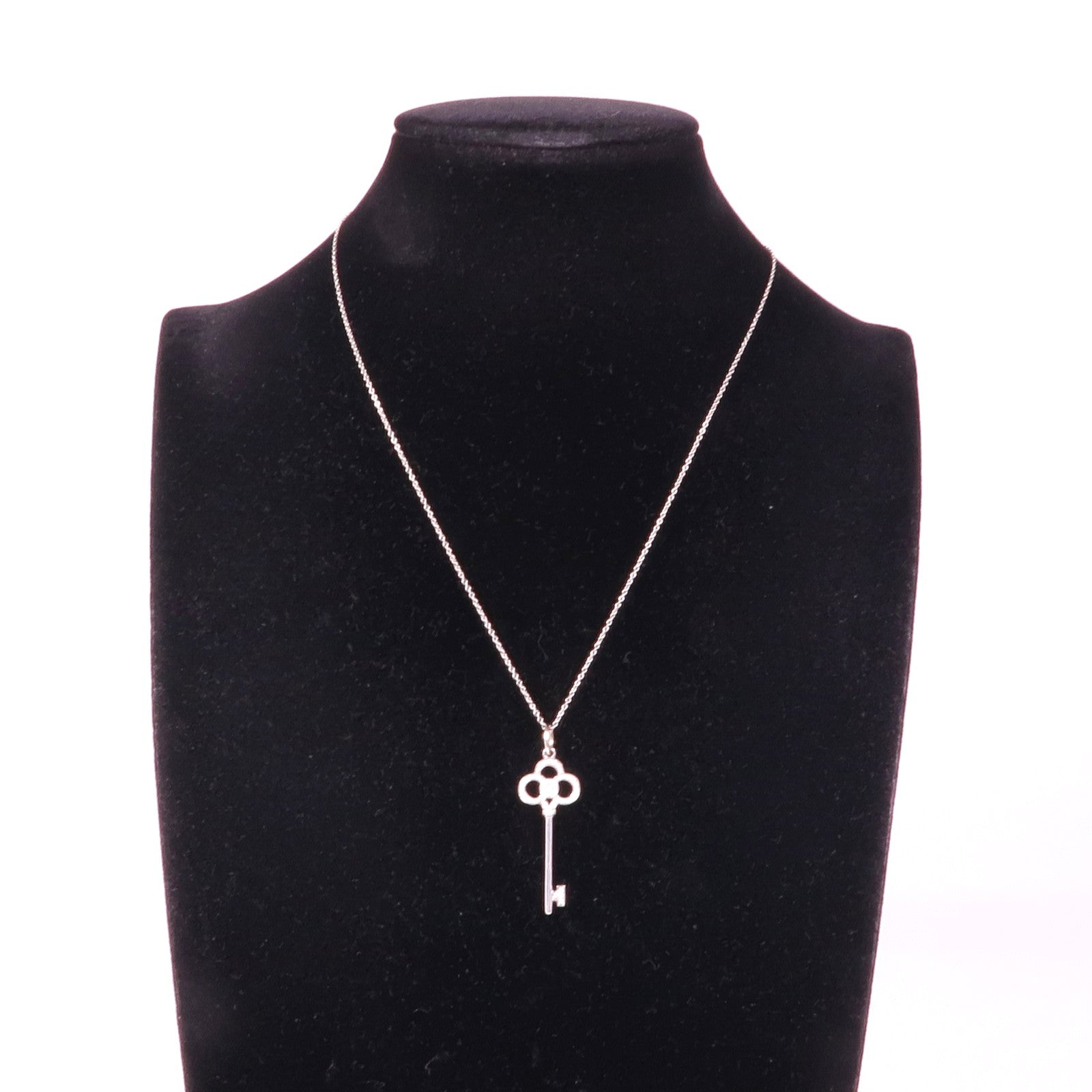 TIFFANY＆CO 18K白金/PT950鉑金Crown Key Necklace鑽石項鍊