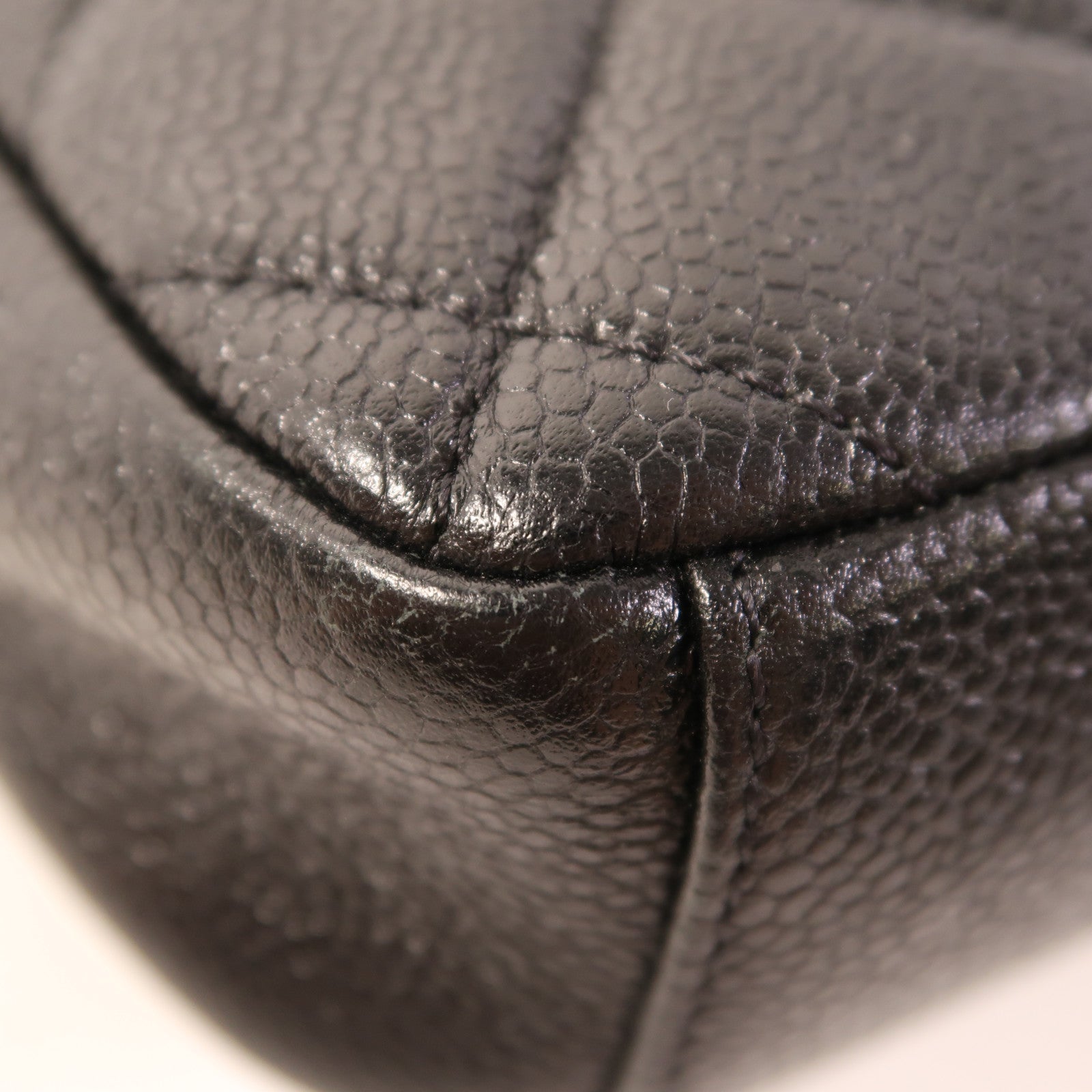 CHANEL 菱格牛皮皮革Chain Shoulder Bag金扣鏈帶肩背袋黑色