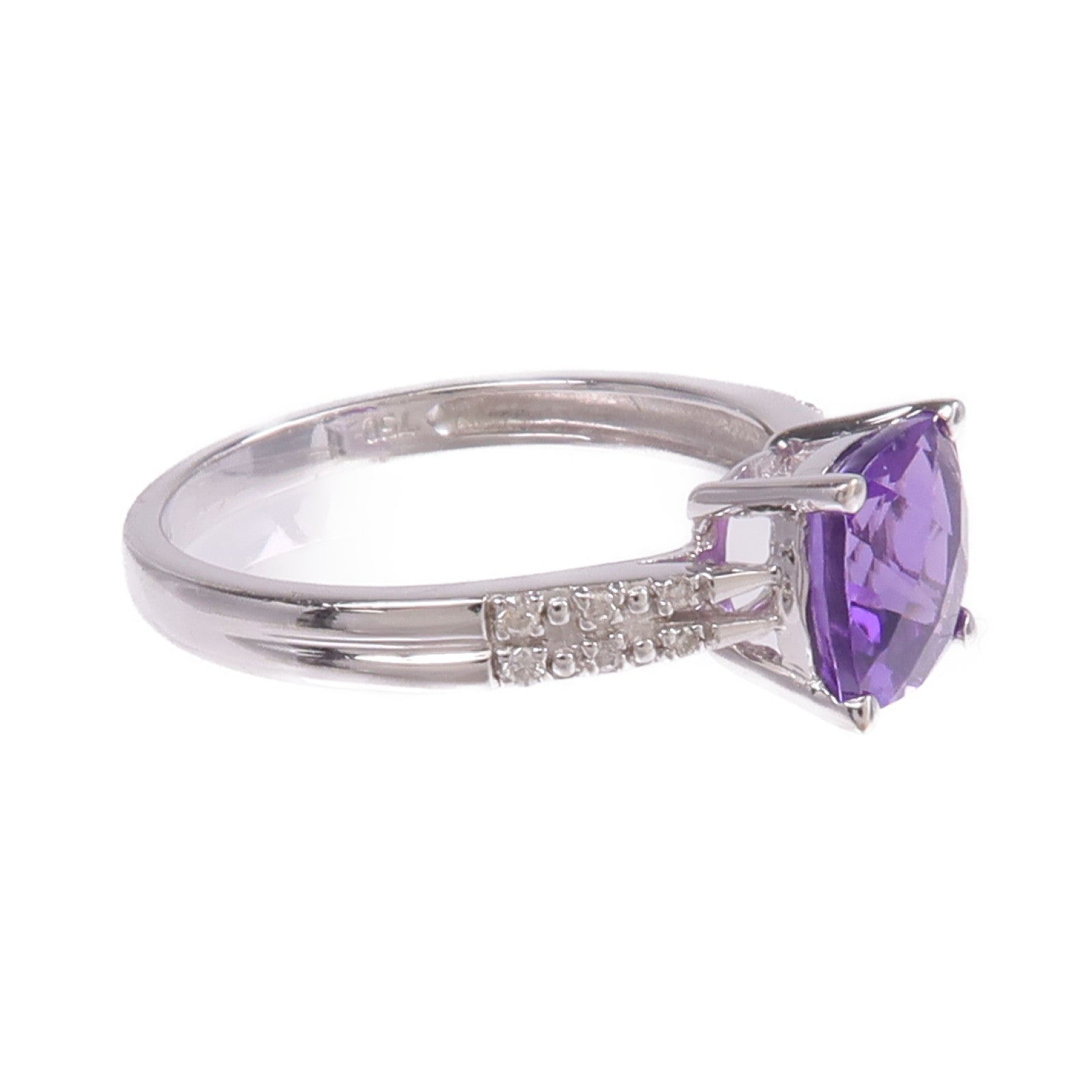 JEWELRY 18K白金Amethyst Diamond Ring紫晶/鑽石戒指US#6.25