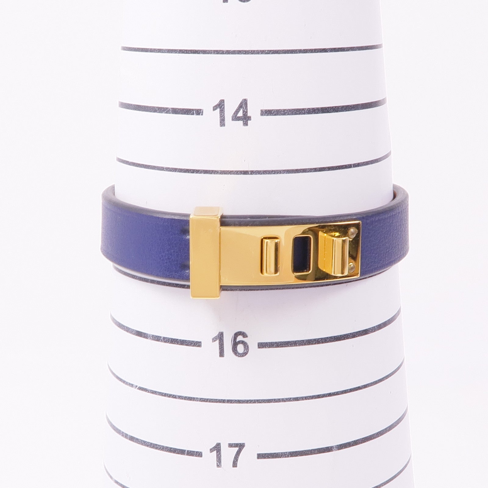 HERMES Swift皮革As De Coeur金扣手帶Bleu Saphir