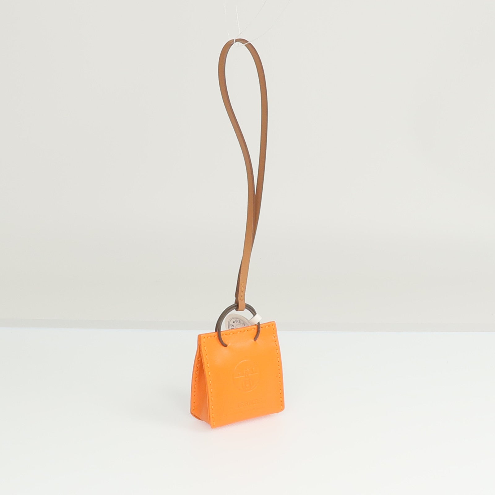 HERMES Milo皮革Sac Orange Charm掛飾Orange