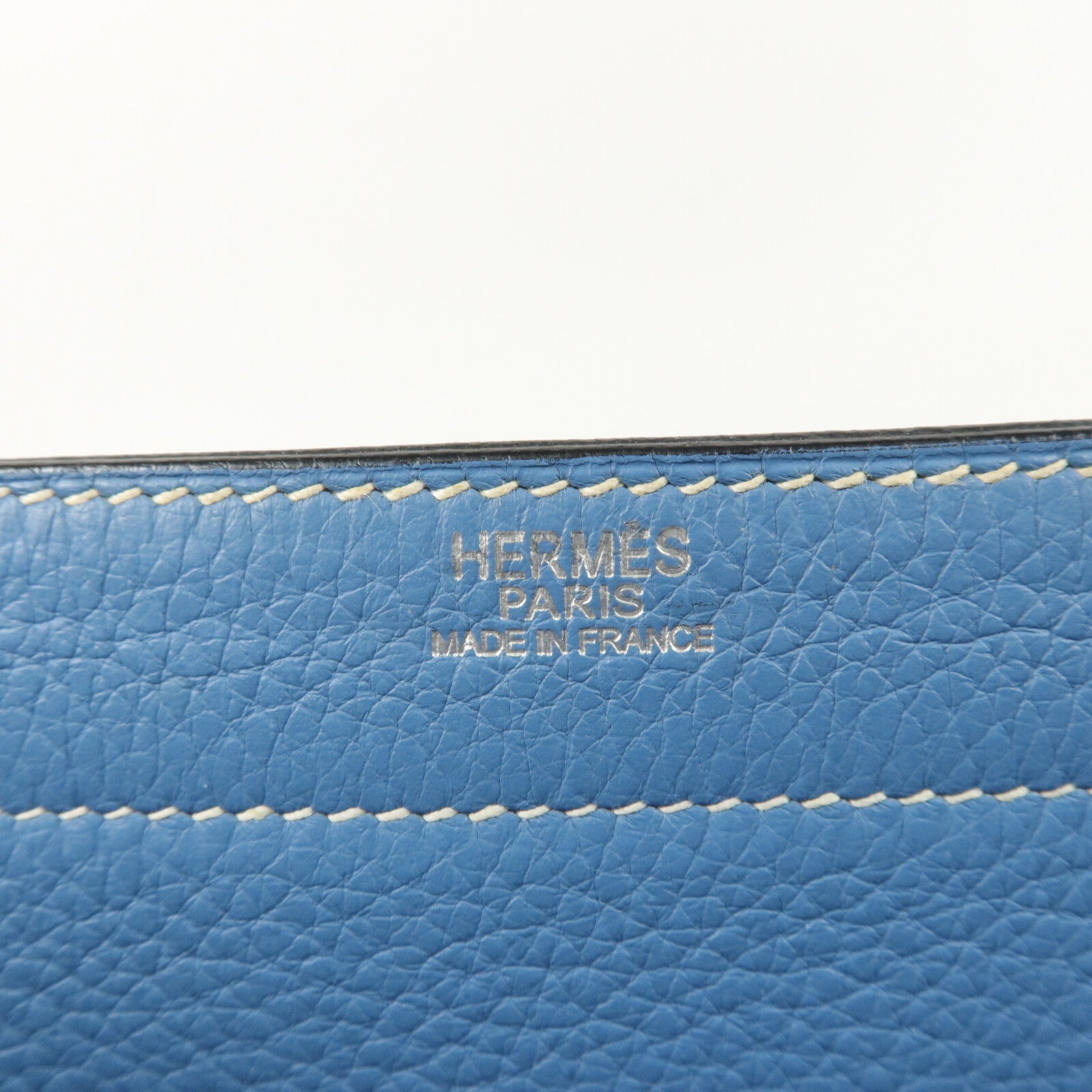 HERMES Clemence皮革Sack Adepeche手挽袋Bleu Jean